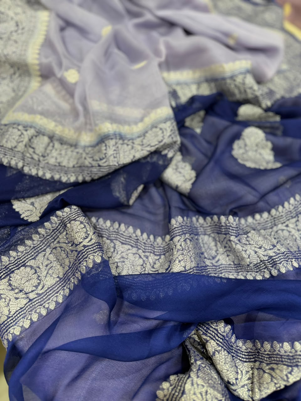 Lavender Small Butta Pure Chiffon Saree 107