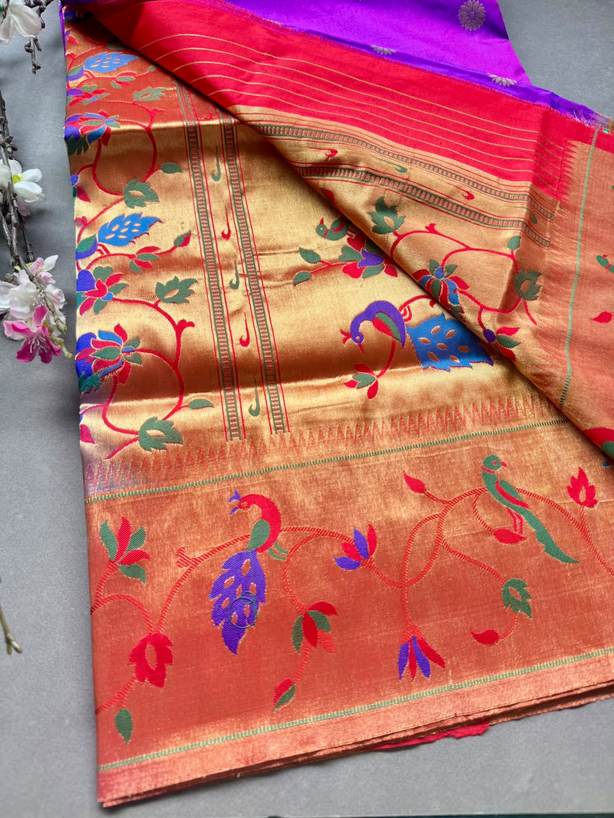 Purple Small Butta Pure Paithani Silk Saree 108
