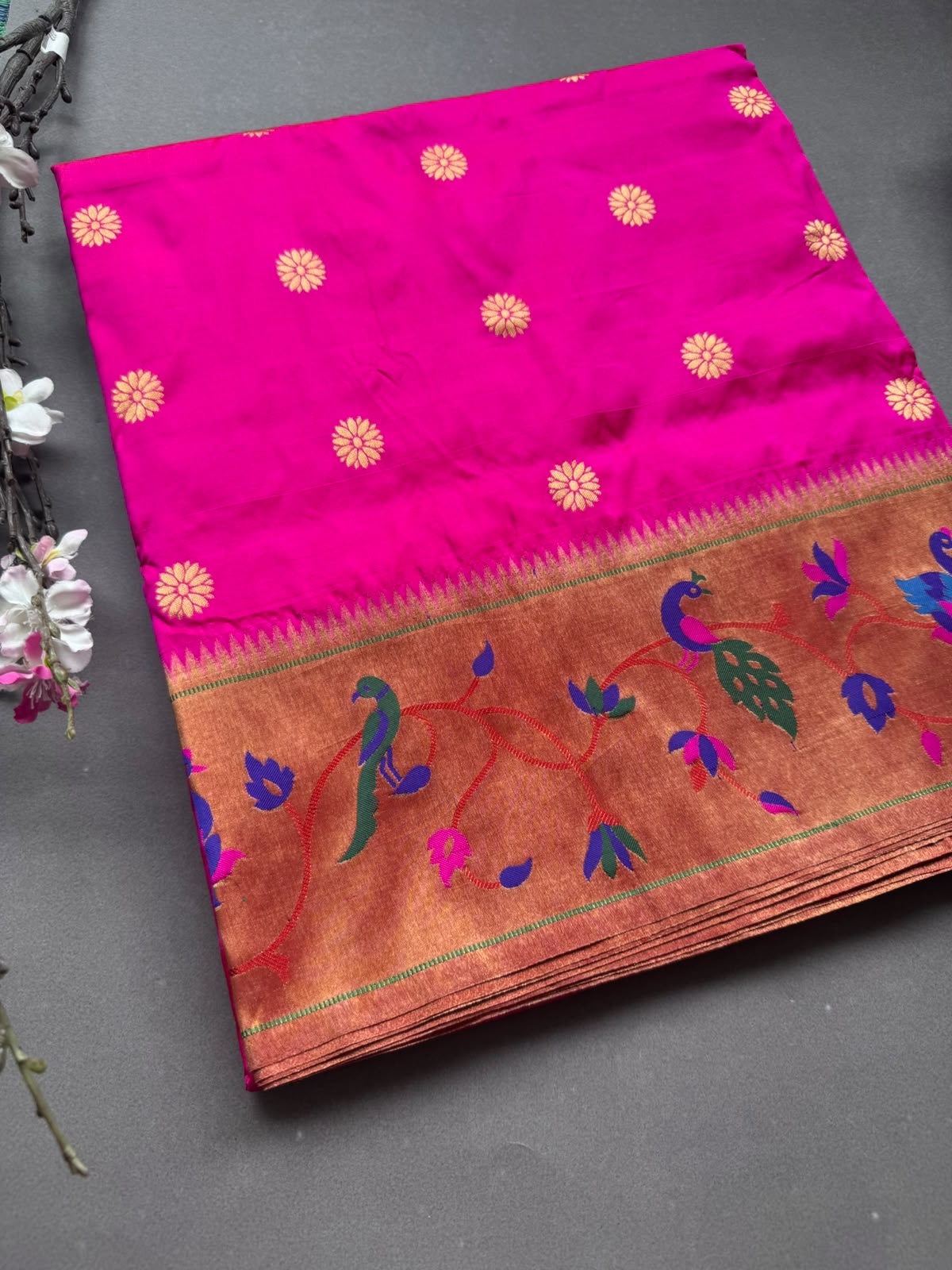 Pink Small Butta Pure Paithani Silk Saree 108
