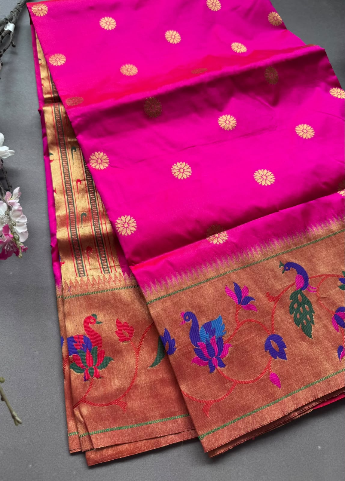Pink Small Butta Pure Paithani Silk Saree 108