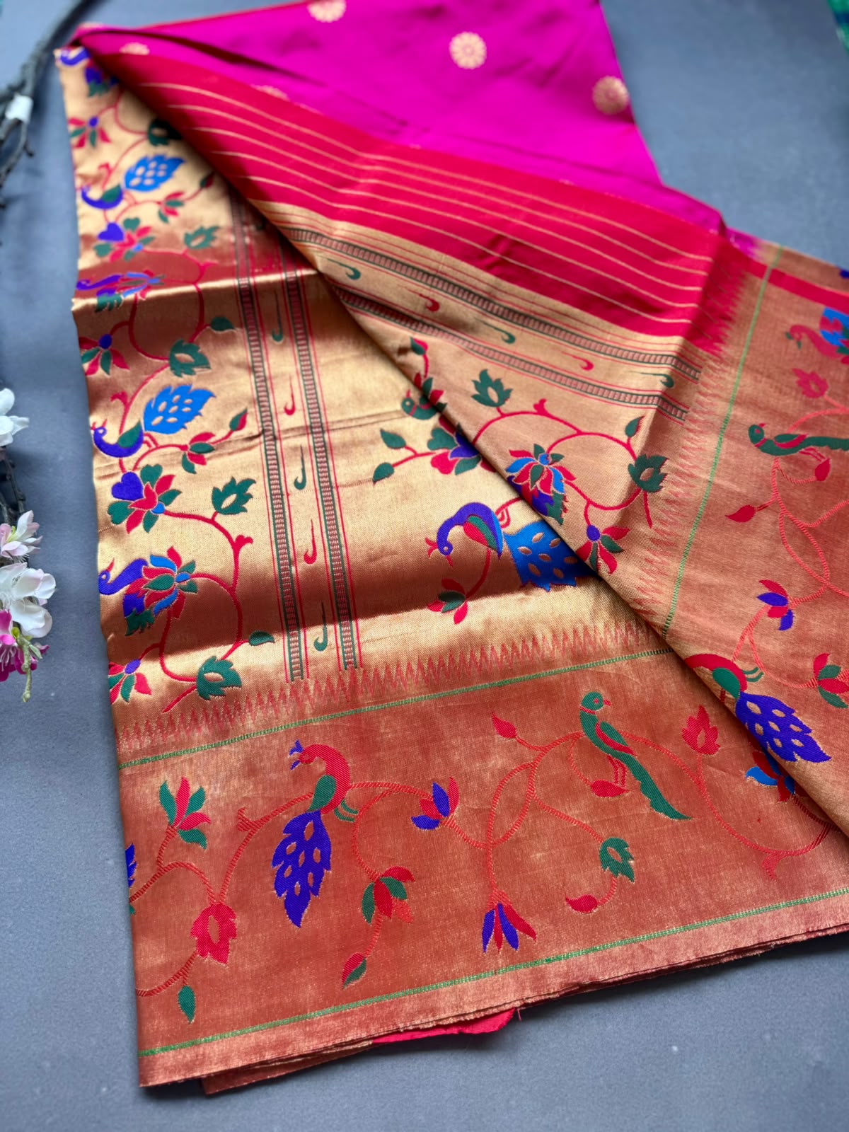 Pink Small Butta Pure Paithani Silk Saree 108