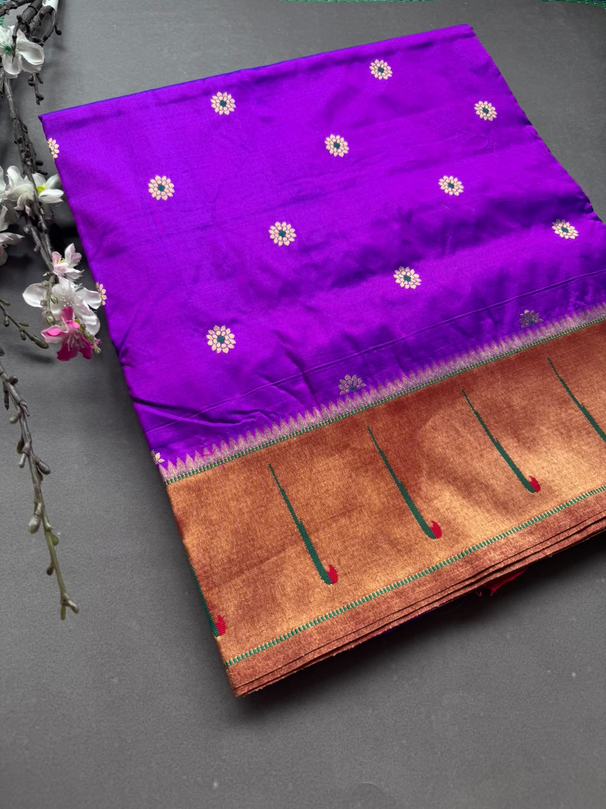 Purple Small Butta Pure Paithani Silk Saree 108