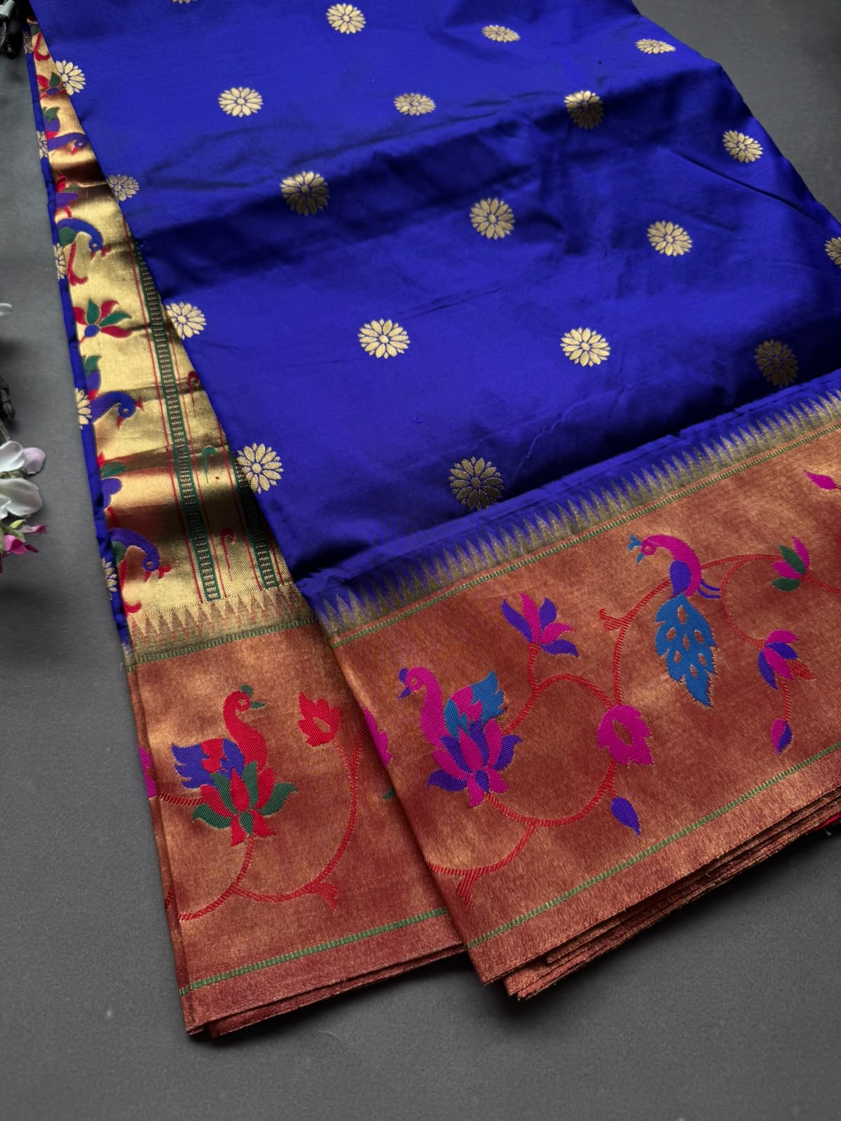 Navy Blue Small Butta Pure Paithani Silk Saree 108