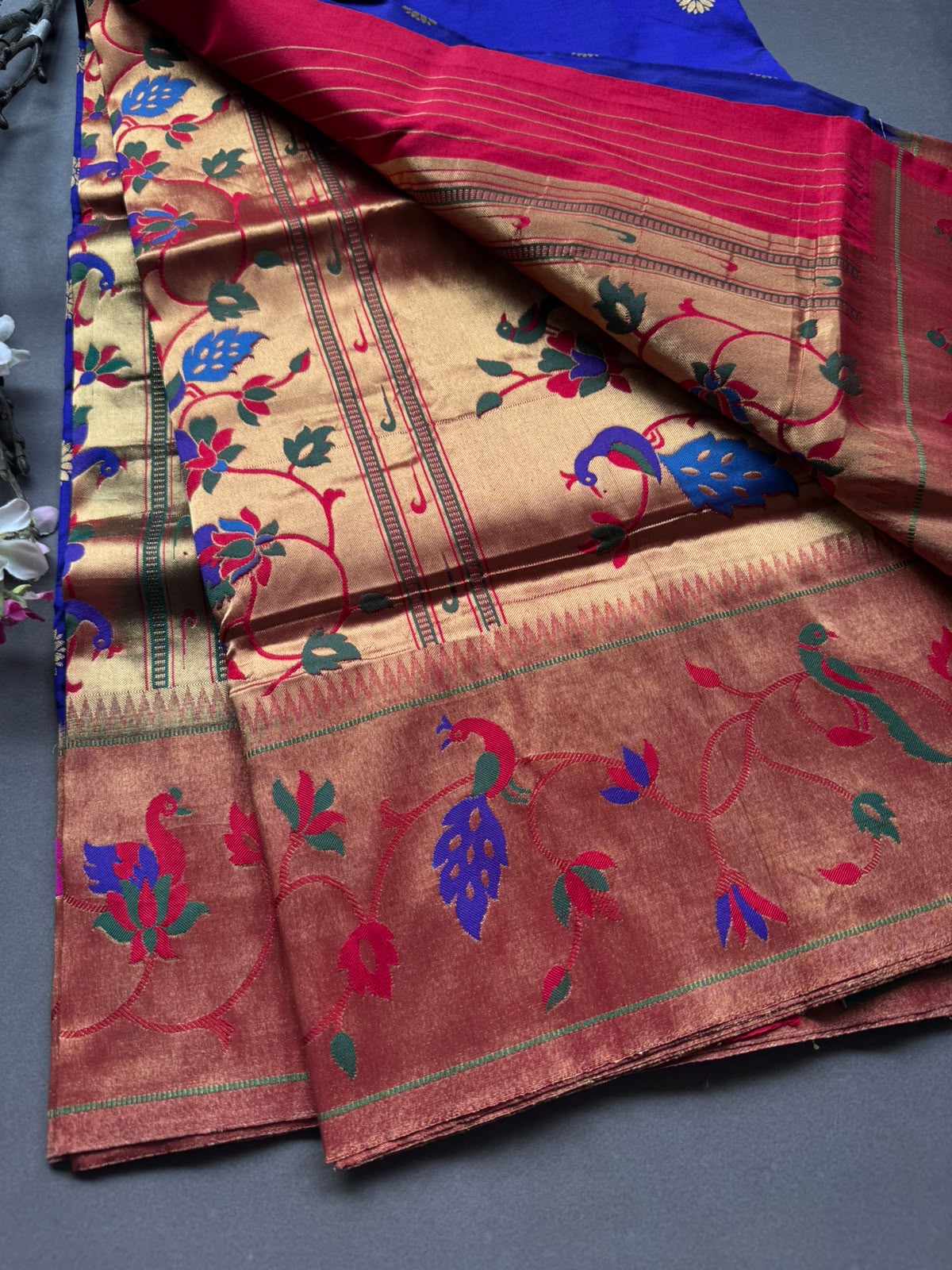 Navy Blue Small Butta Pure Paithani Silk Saree 108