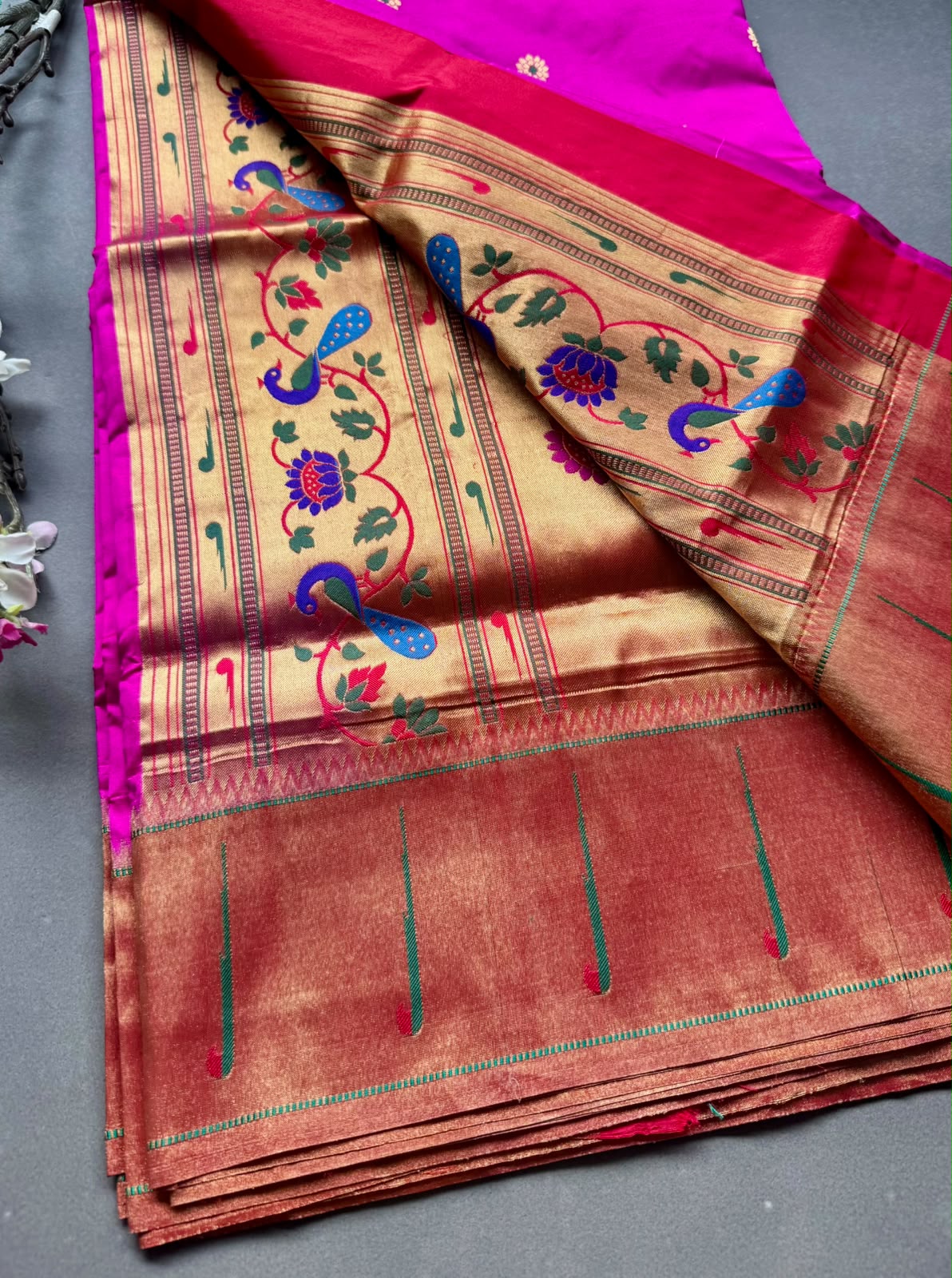 Pink Small Butta Pure Paithani Silk Saree 108