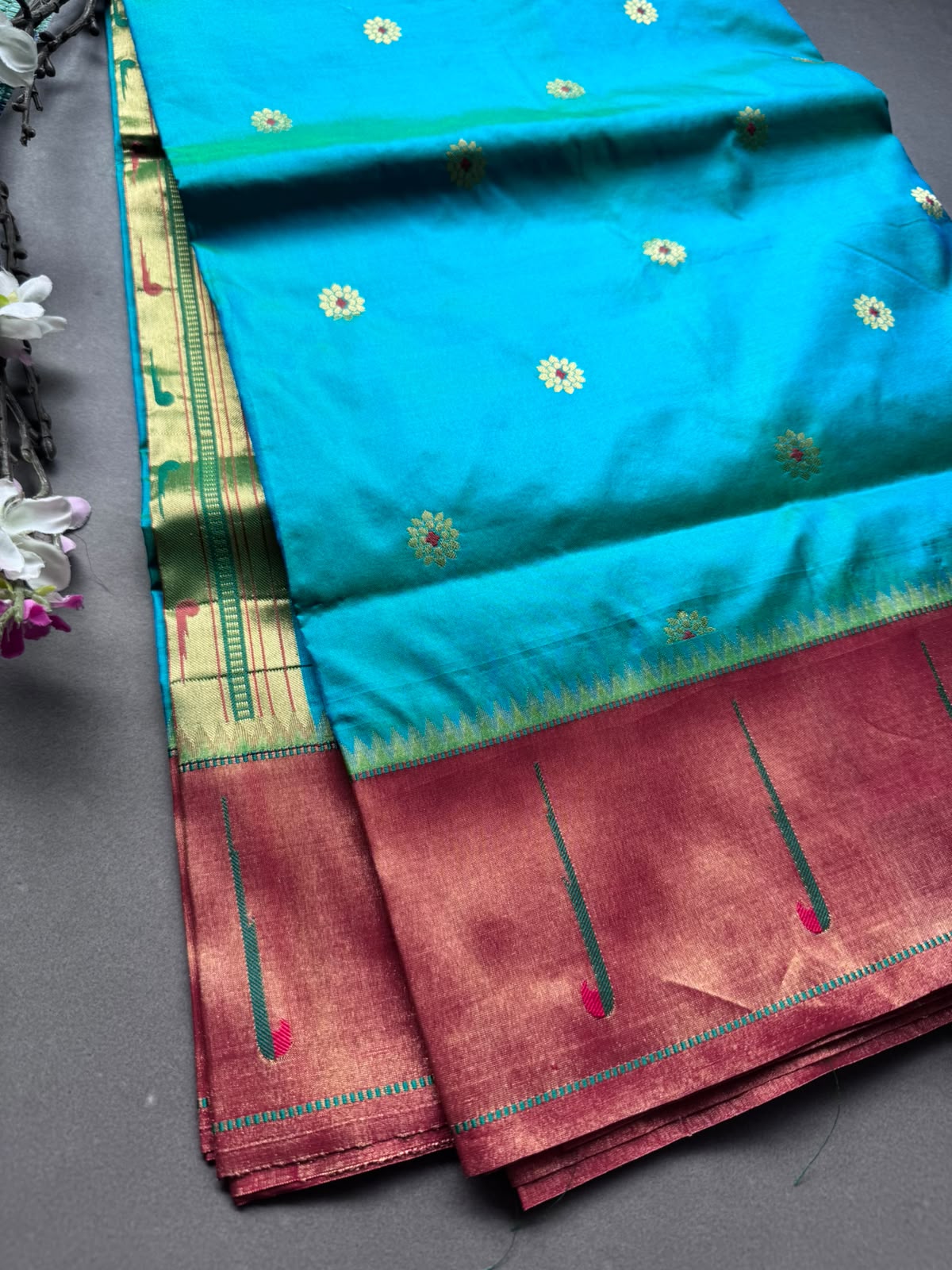 Rama Green Small Butta Pure Paithani Silk Saree 108