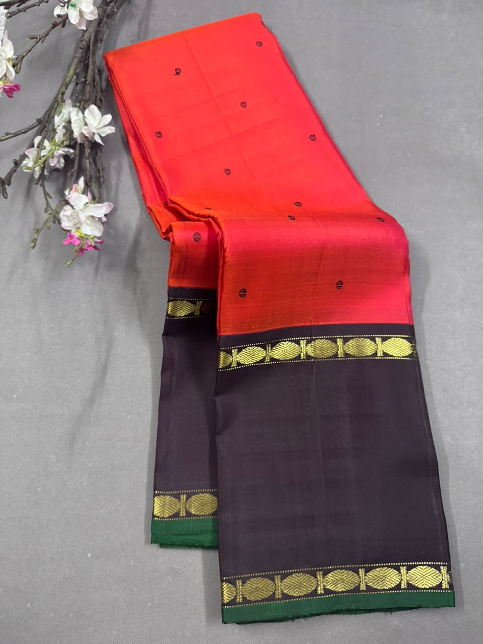 Orange Pure Kanchi Silk Saree 107