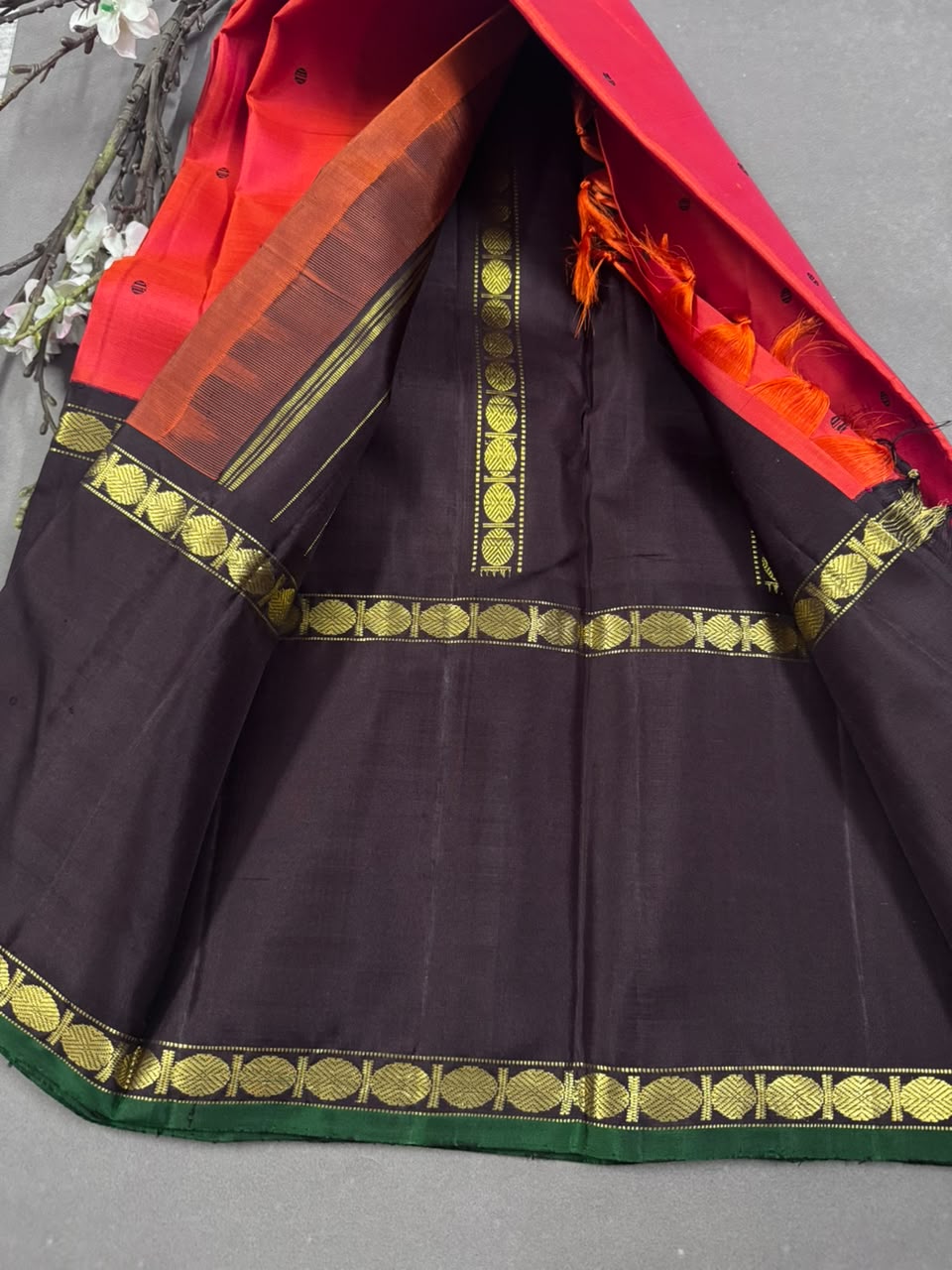 Orange Pure Kanchi Silk Saree 107