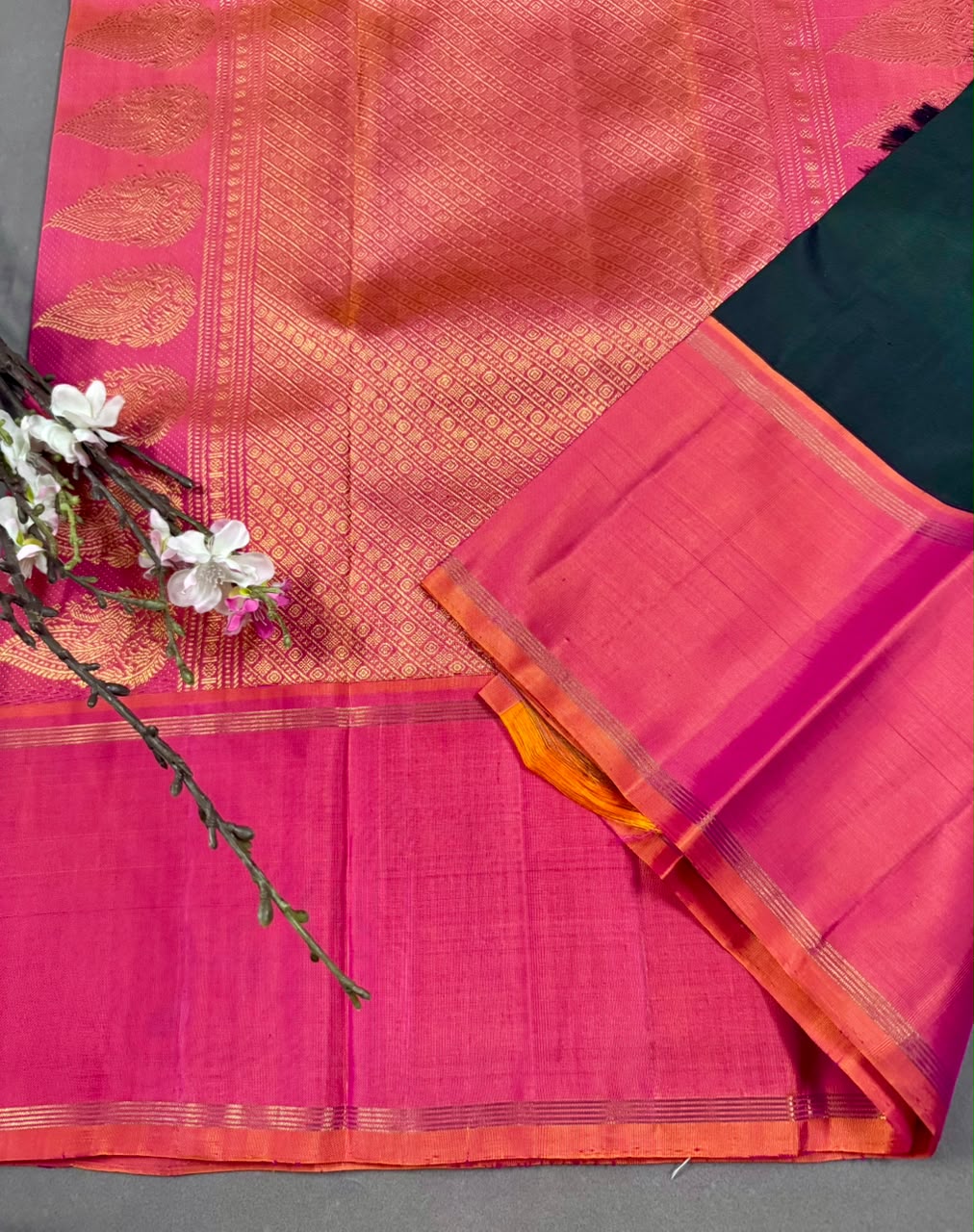 Bottle Green Pure Kanchi Silk Saree 107