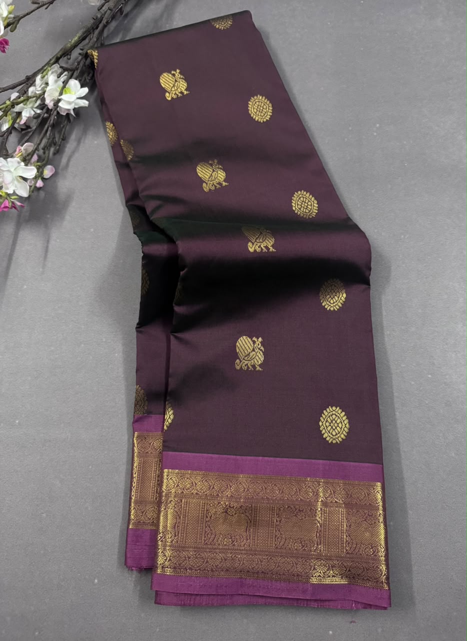 Brown Pure Kanchi Silk Saree 107