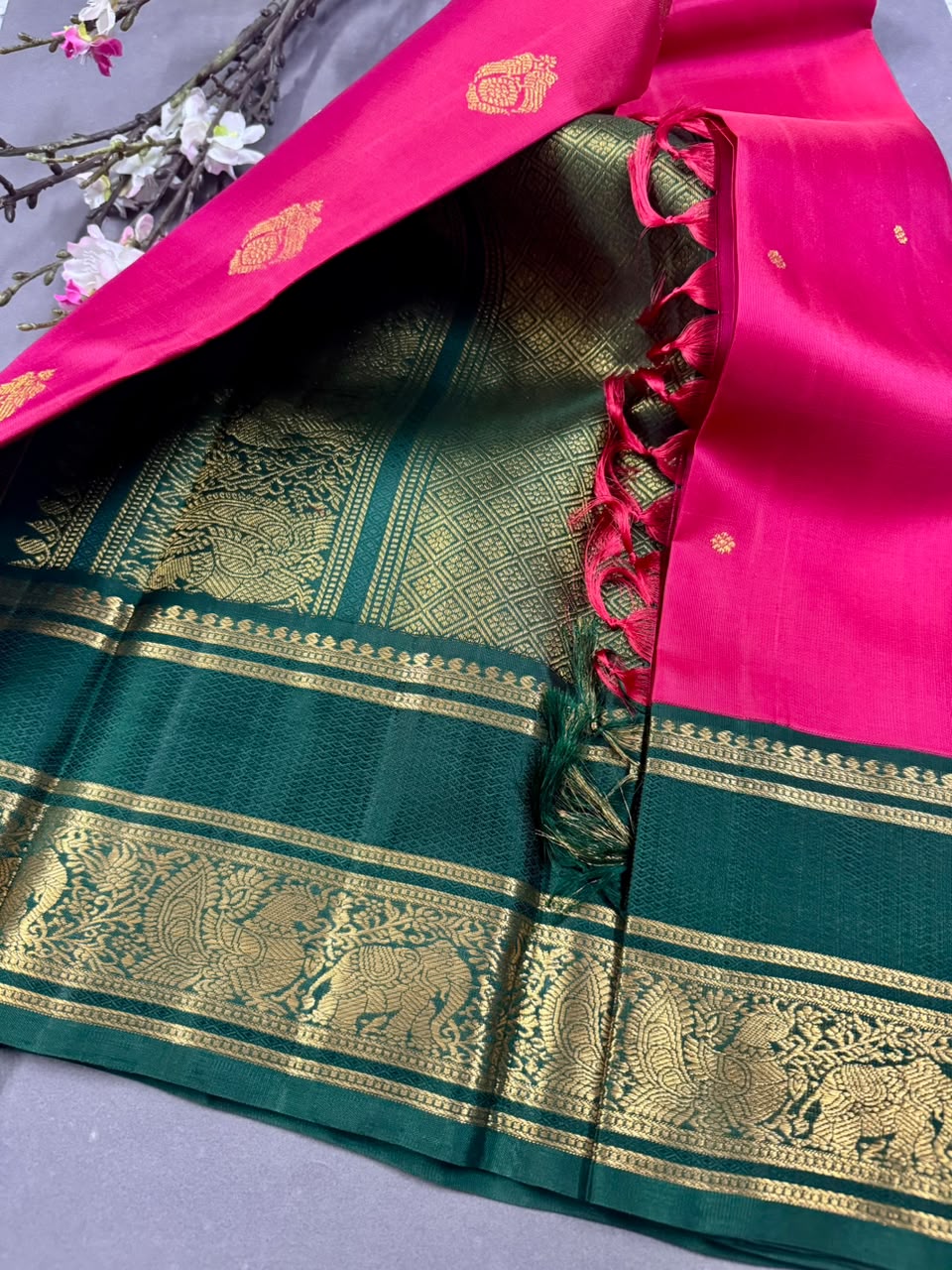 Rani Pink Pure Kanchi Silk Saree 107