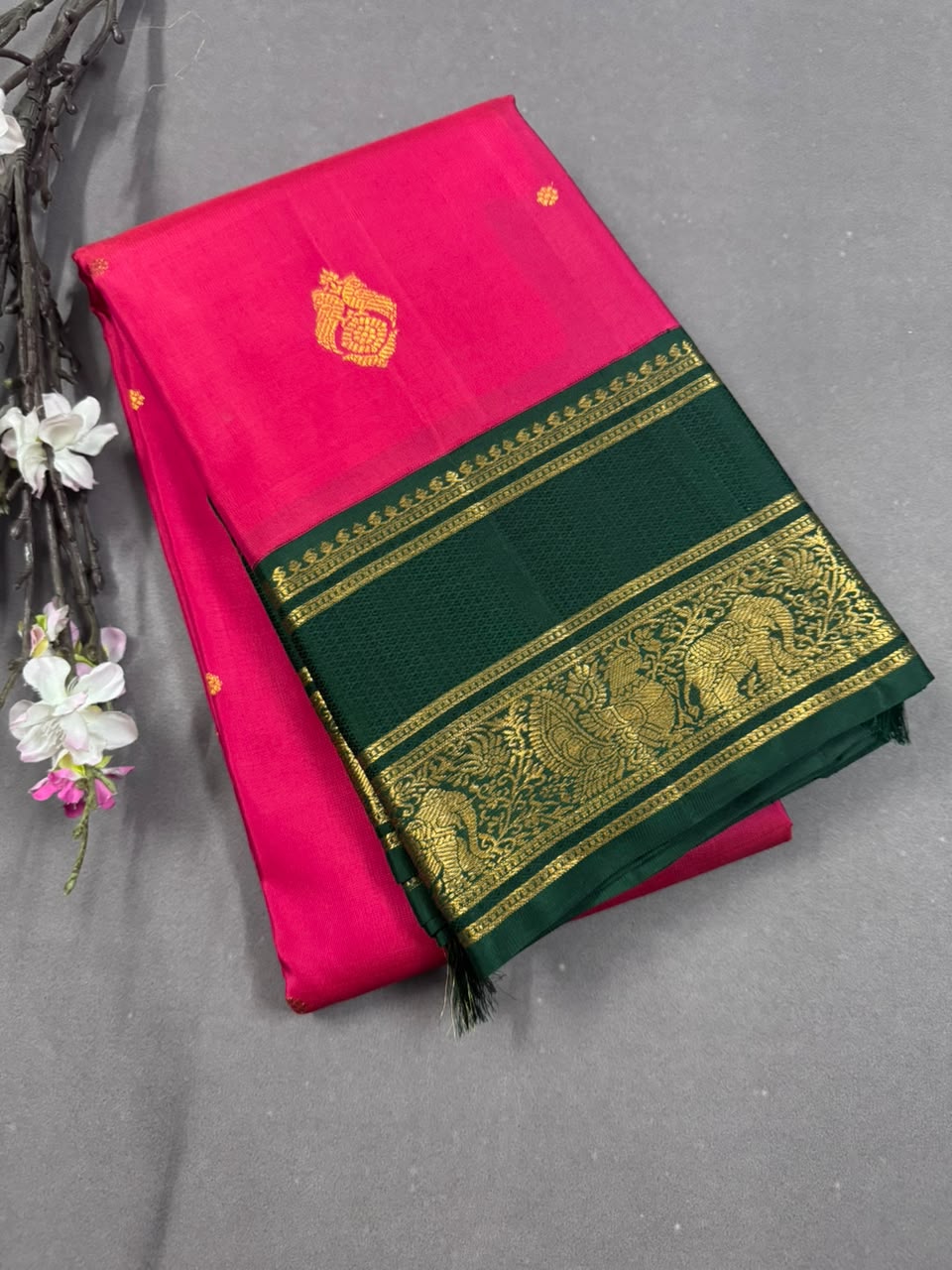 Rani Pink Pure Kanchi Silk Saree 107