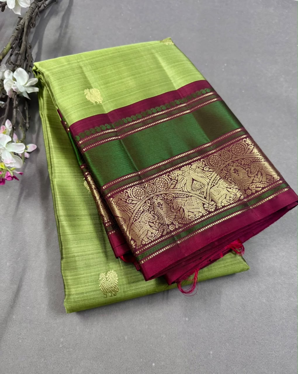 Pastel Green Pure Kanchi Silk Saree 107