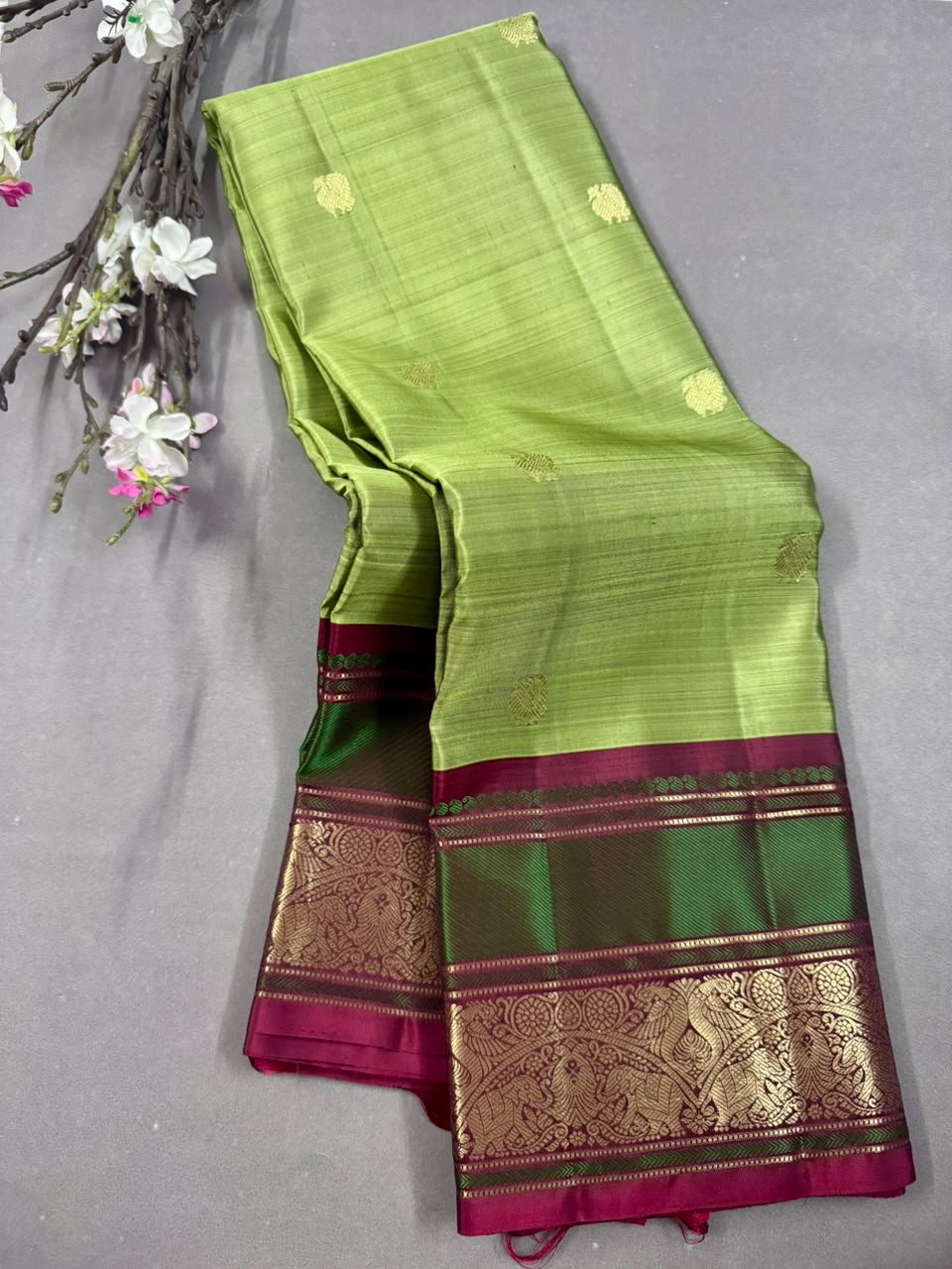 Pastel Green Pure Kanchi Silk Saree 107