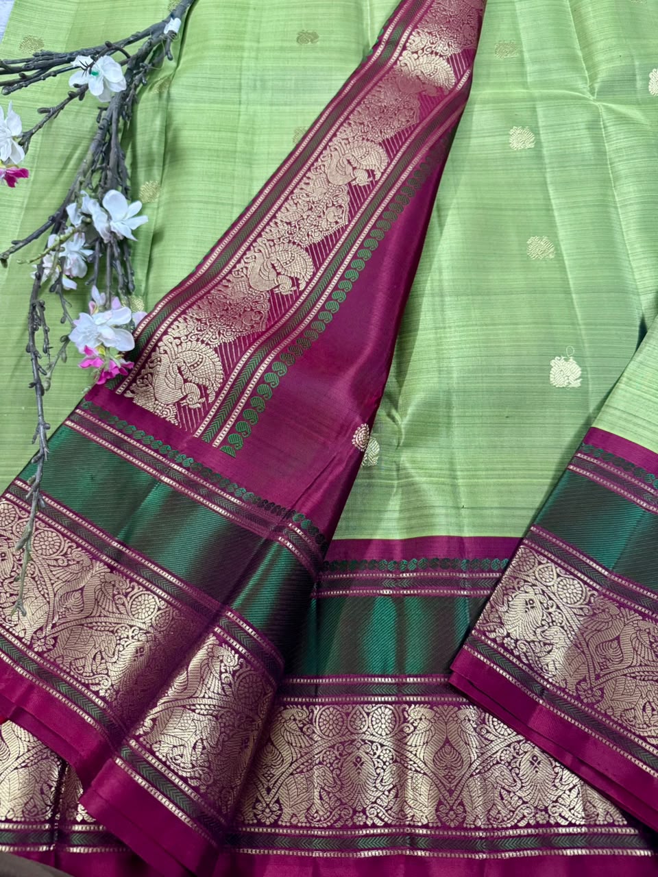 Pastel Green Pure Kanchi Silk Saree 107