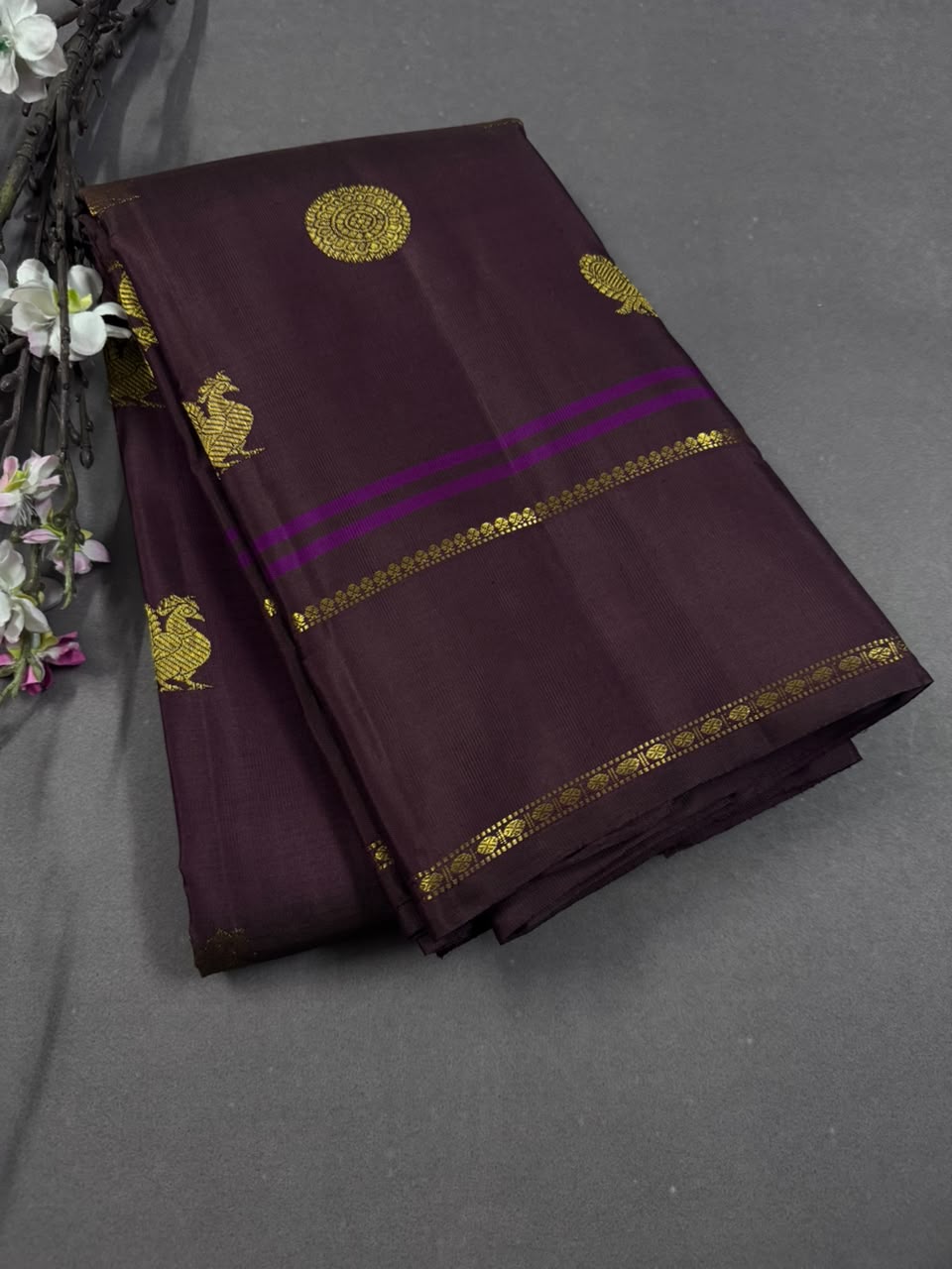 Brown Pure Kanchi Silk Saree 107