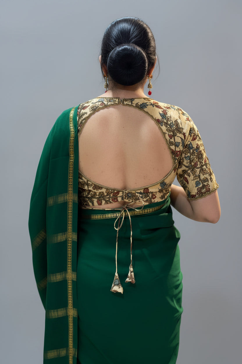 Beige Tissue Kalamkari Blouse 108