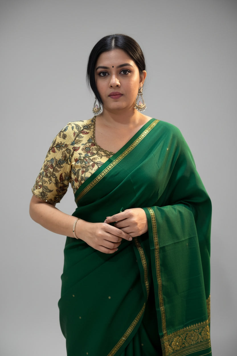 Beige Tissue Kalamkari Blouse 108