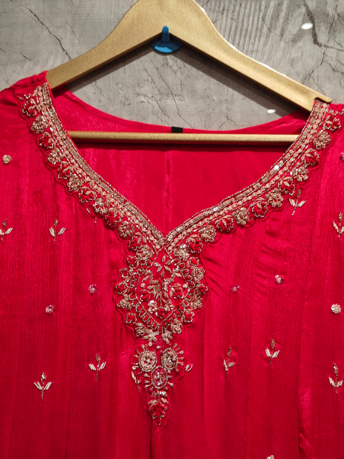 Pink Anarkali Chinnon Handwork Partyware Kurtha 225