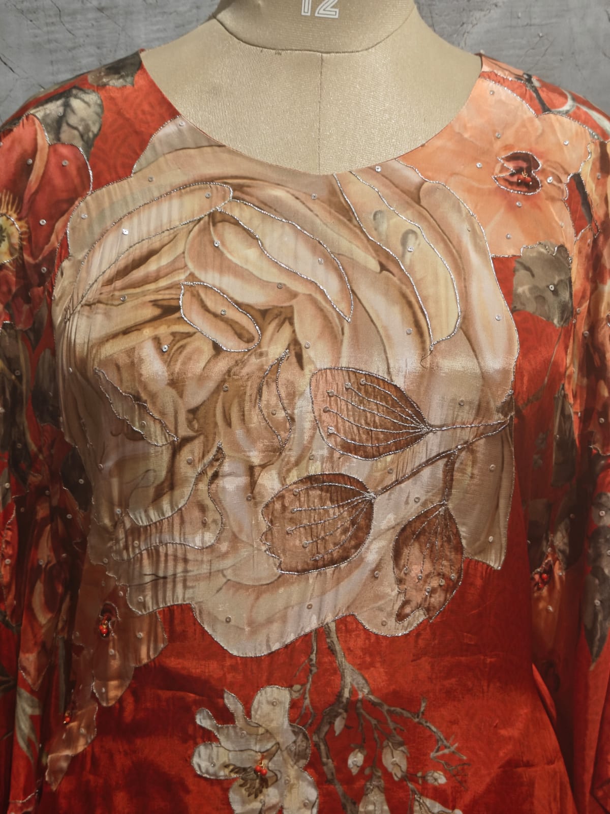 "Kafthan " Orange handwork party ware Kurtha 222