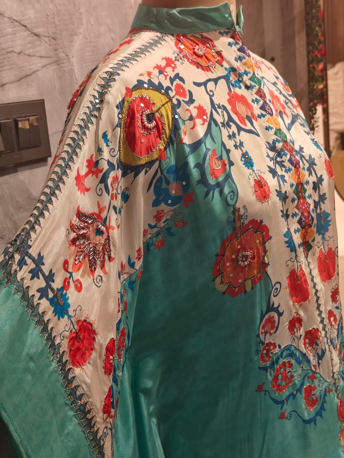 "Kafthan " Sea Blue handwork party ware Kurtha 222