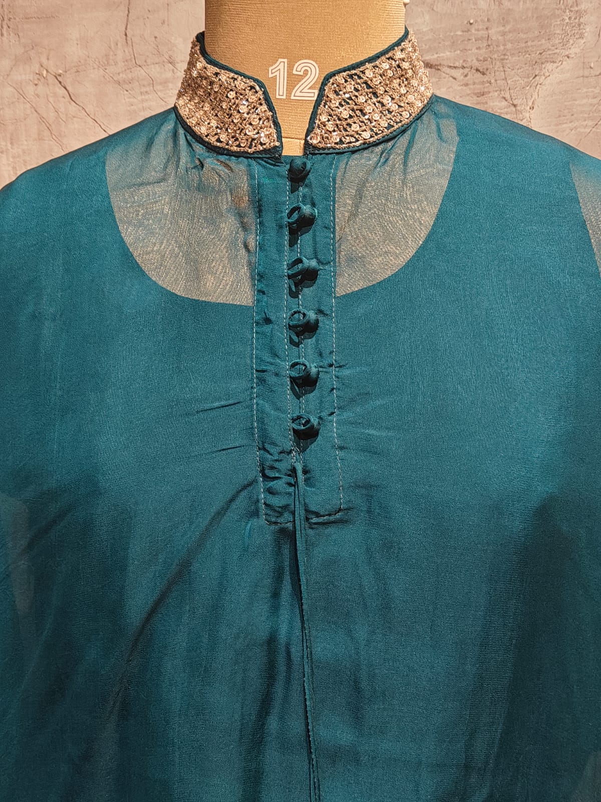 "Kafthan " Steal Blue handwork party ware Kurtha 222