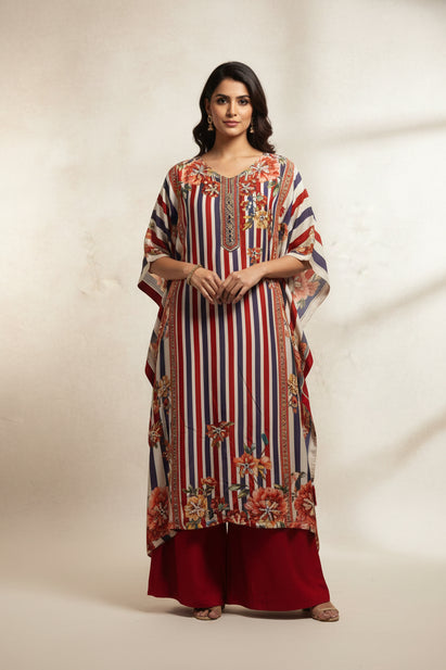 "Kafthan " Red and White handwork party ware Kurtha 222