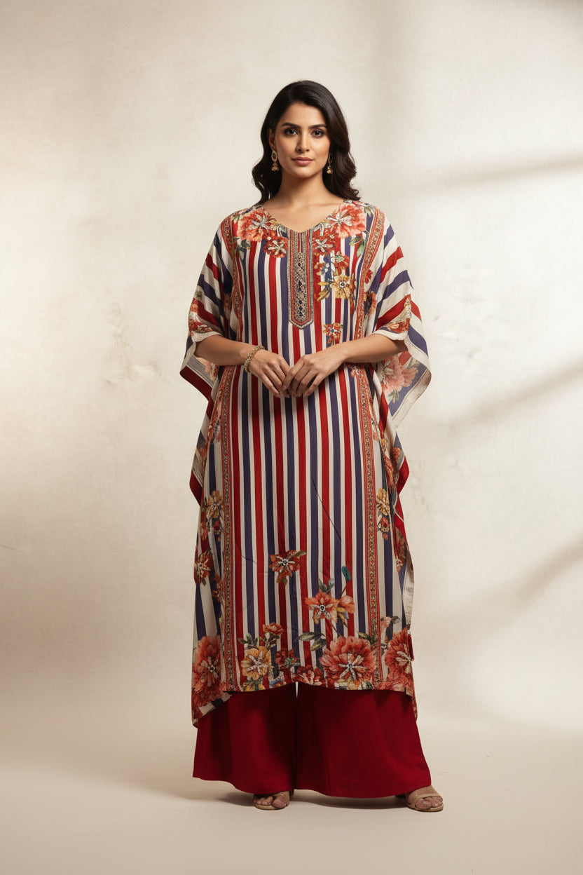 "Kafthan " Red and White handwork party ware Kurtha 222