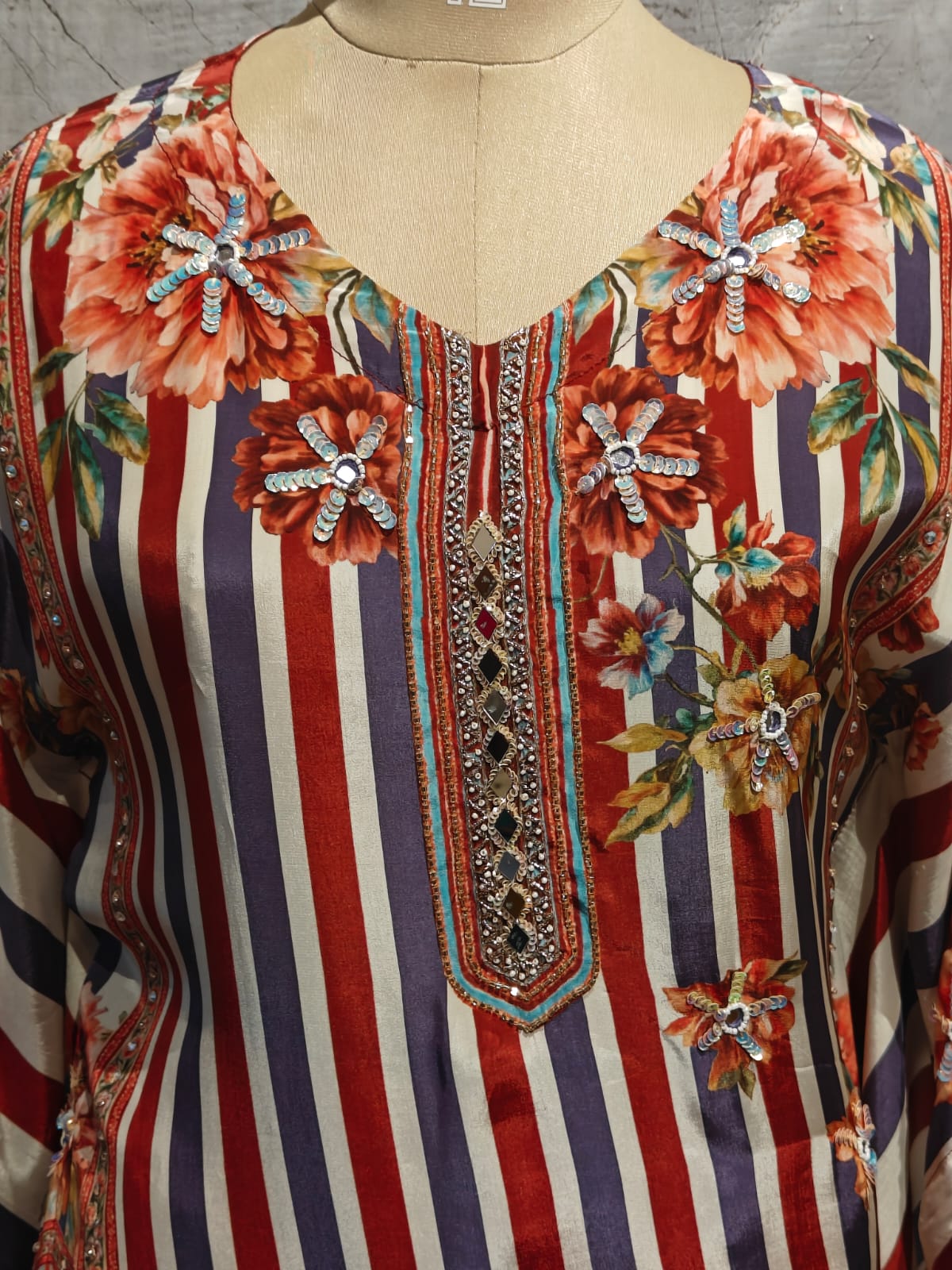 "Kafthan " Red and White handwork party ware Kurtha 222