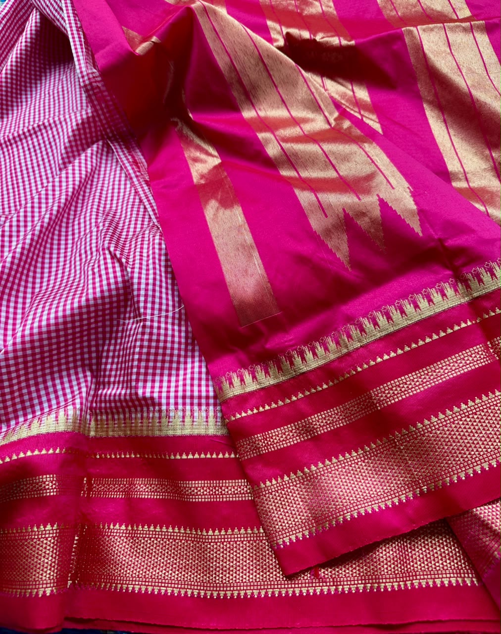 Pink Checks ilkal Saree 108