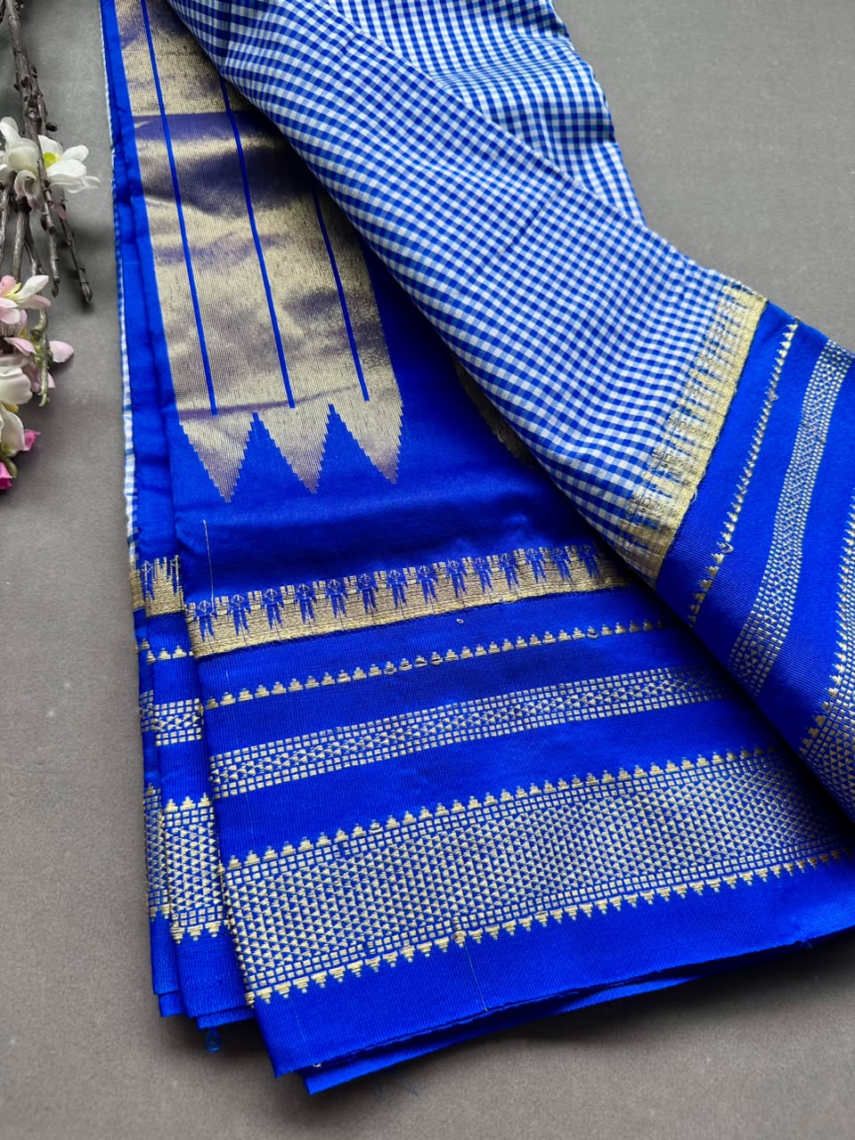 Blue Checks ilkal Saree 108
