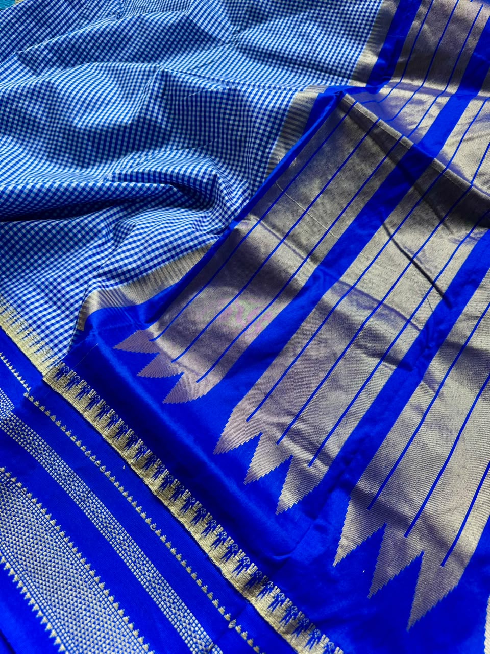 Blue Checks ilkal Saree 108