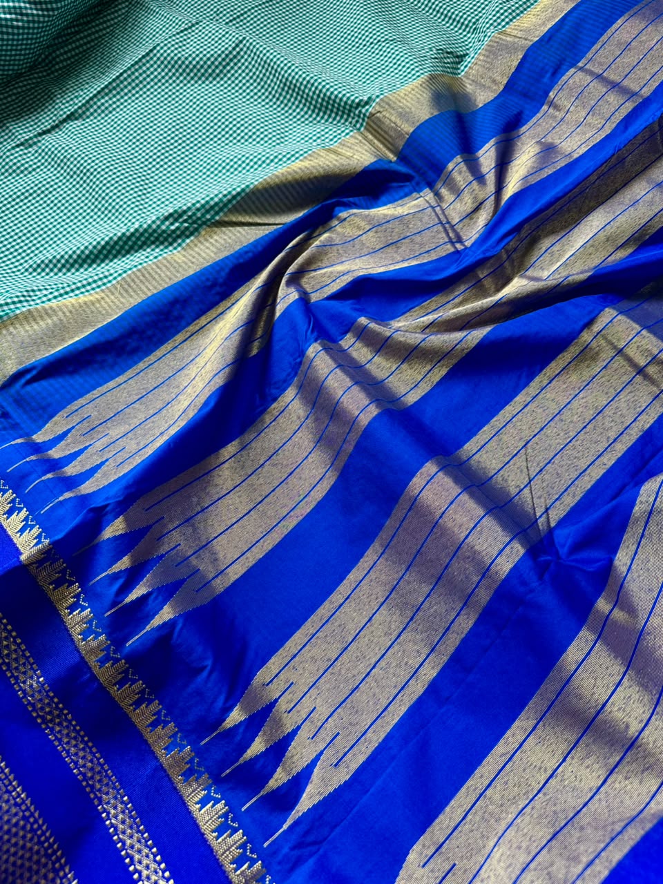 Bottle Green Checks ilkal Saree 108