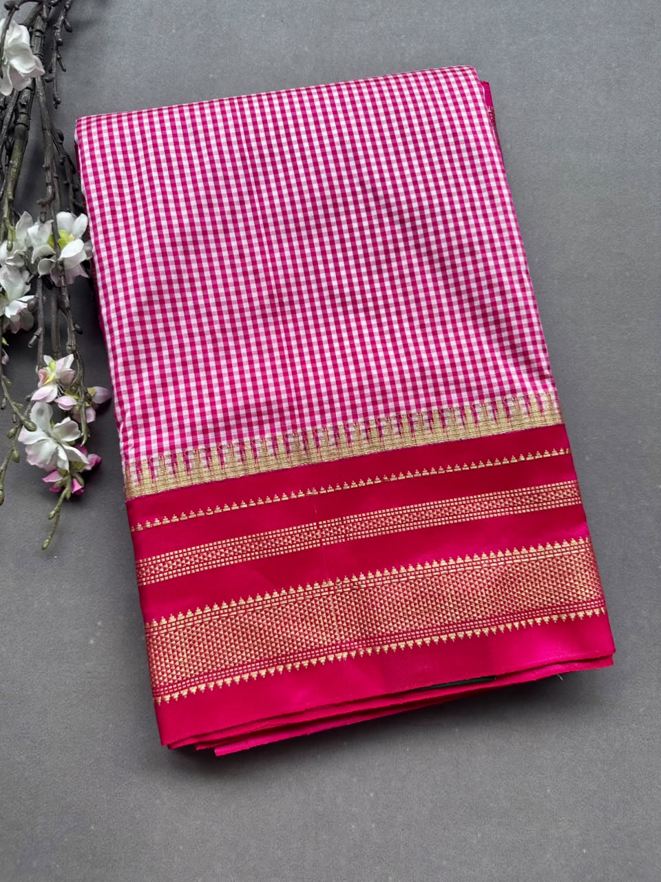 Pink Checks ilkal Saree 108