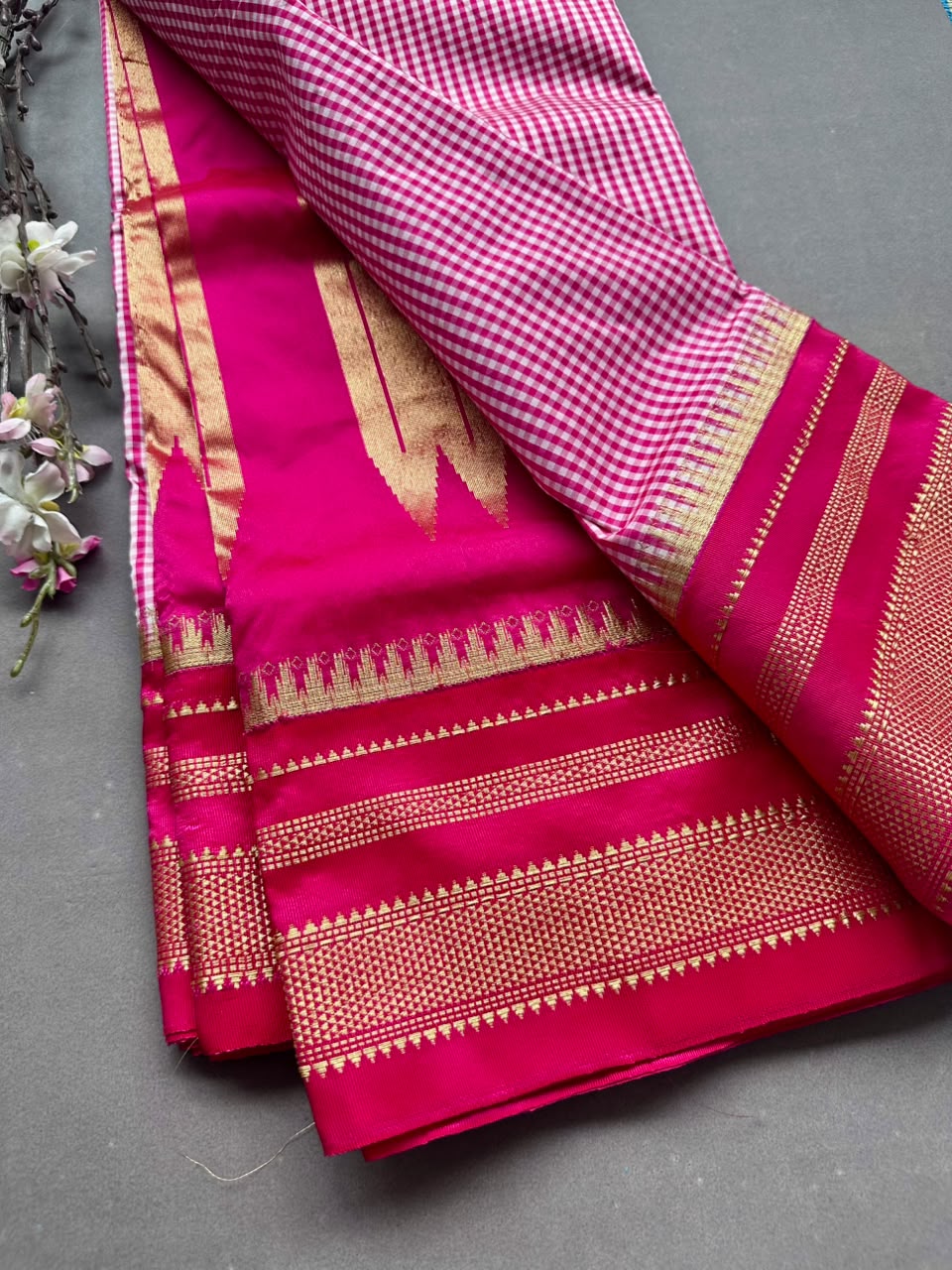 Pink Checks ilkal Saree 108