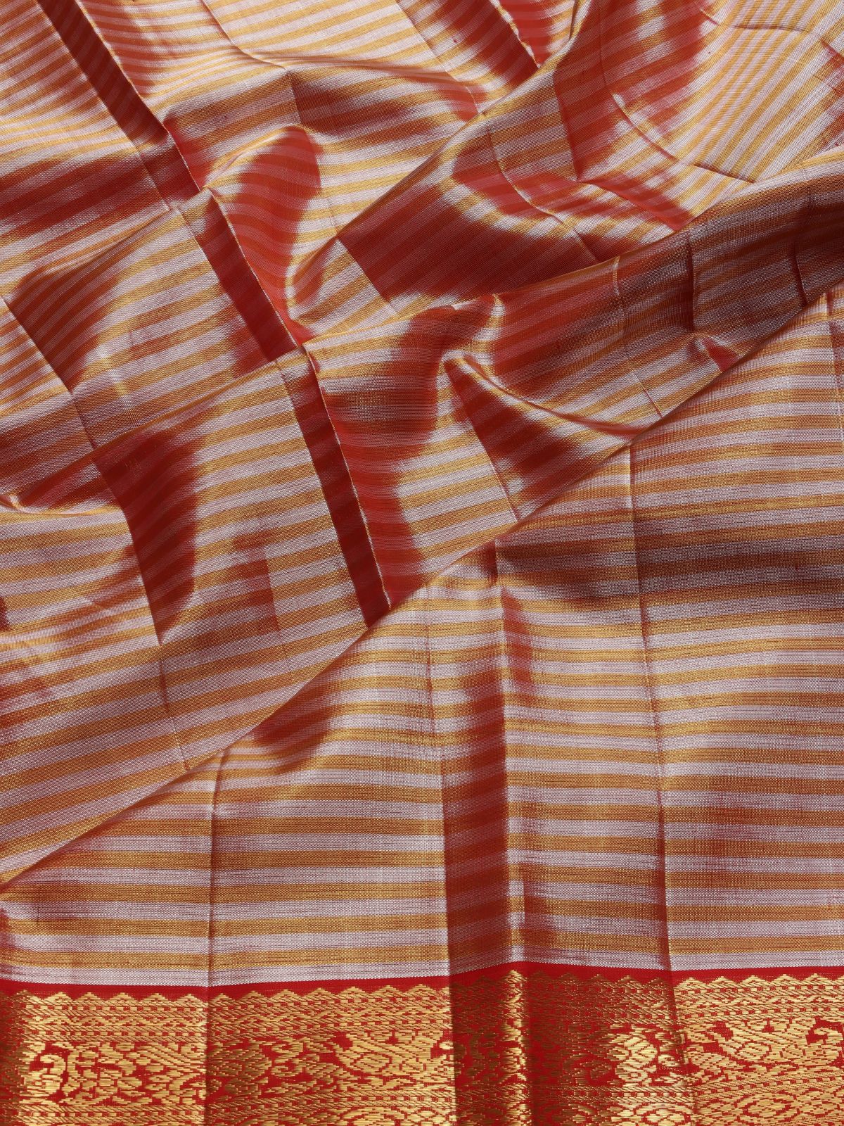 Cream Checks Pure Kanchi Silk Saree 4G (Swara)