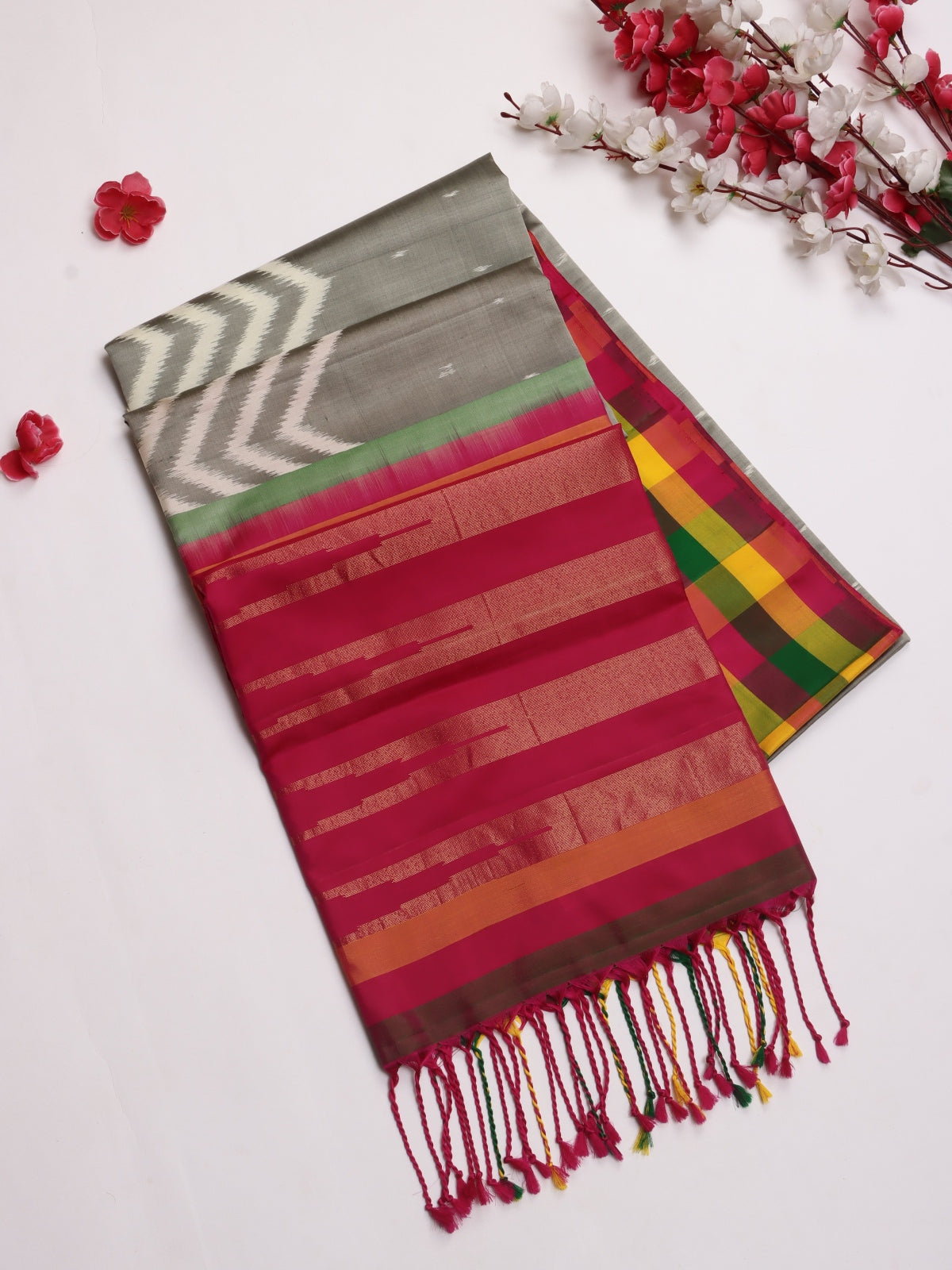 Grey Pure Kanchi Soft Silk Saree (Swara)