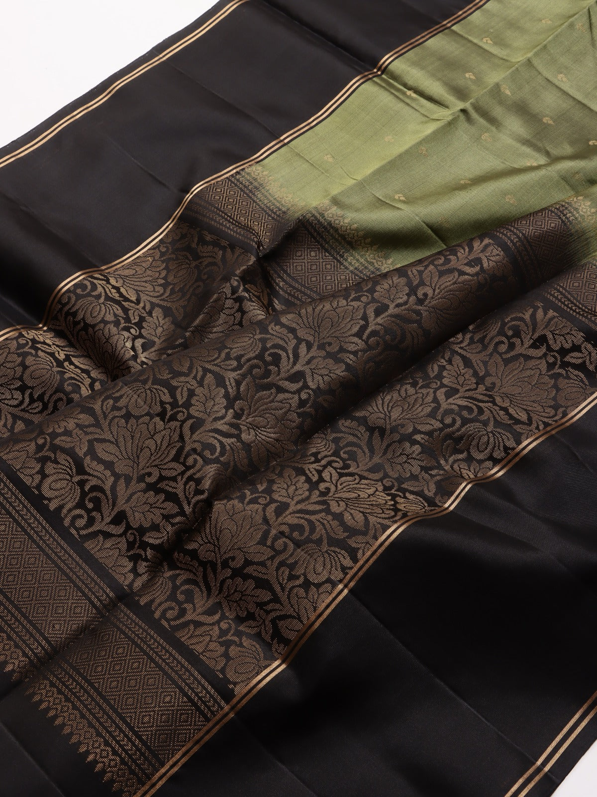 Olive Green Pure Kanchi Soft Silk Saree (Swara)