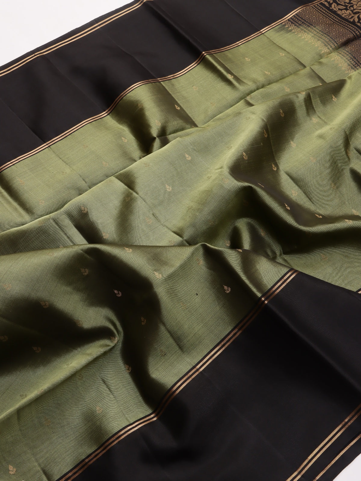 Olive Green Pure Kanchi Soft Silk Saree (Swara)