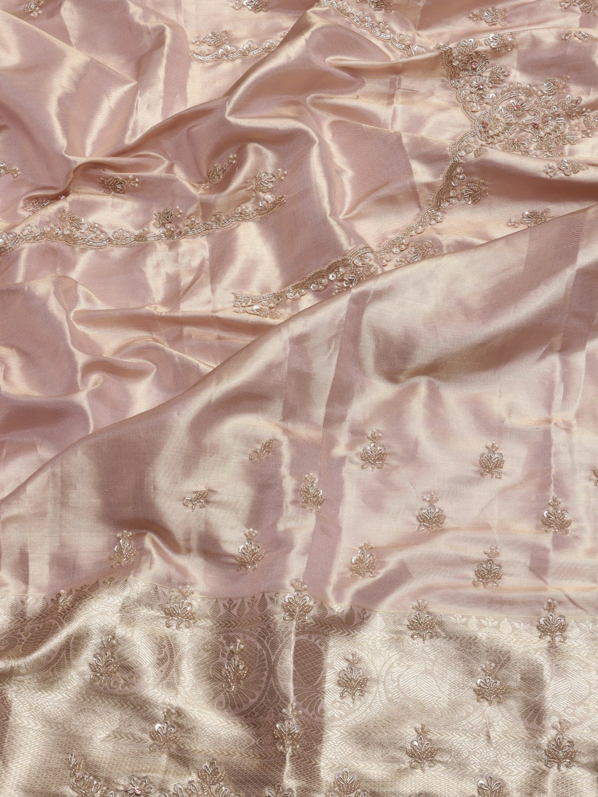 Cream Pure Kanchi Tissue Silk Bridal Wear Saree (Swara)