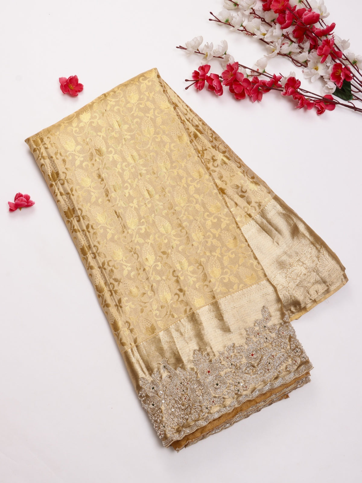 Gold Pure Kanchi Tissue Silk Bridal Wear Saree (Swara)