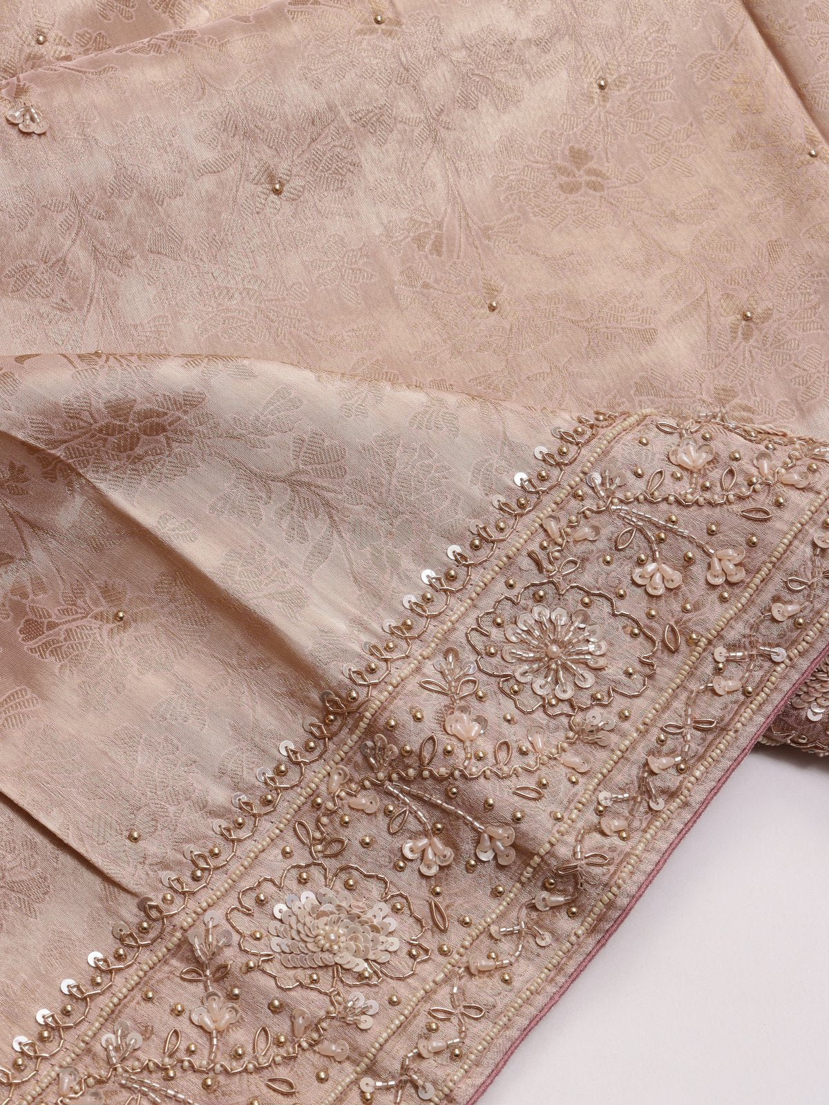 Pastel Pink Pure Kanchi Tissue Silk Bridal Wear Saree (Swara)