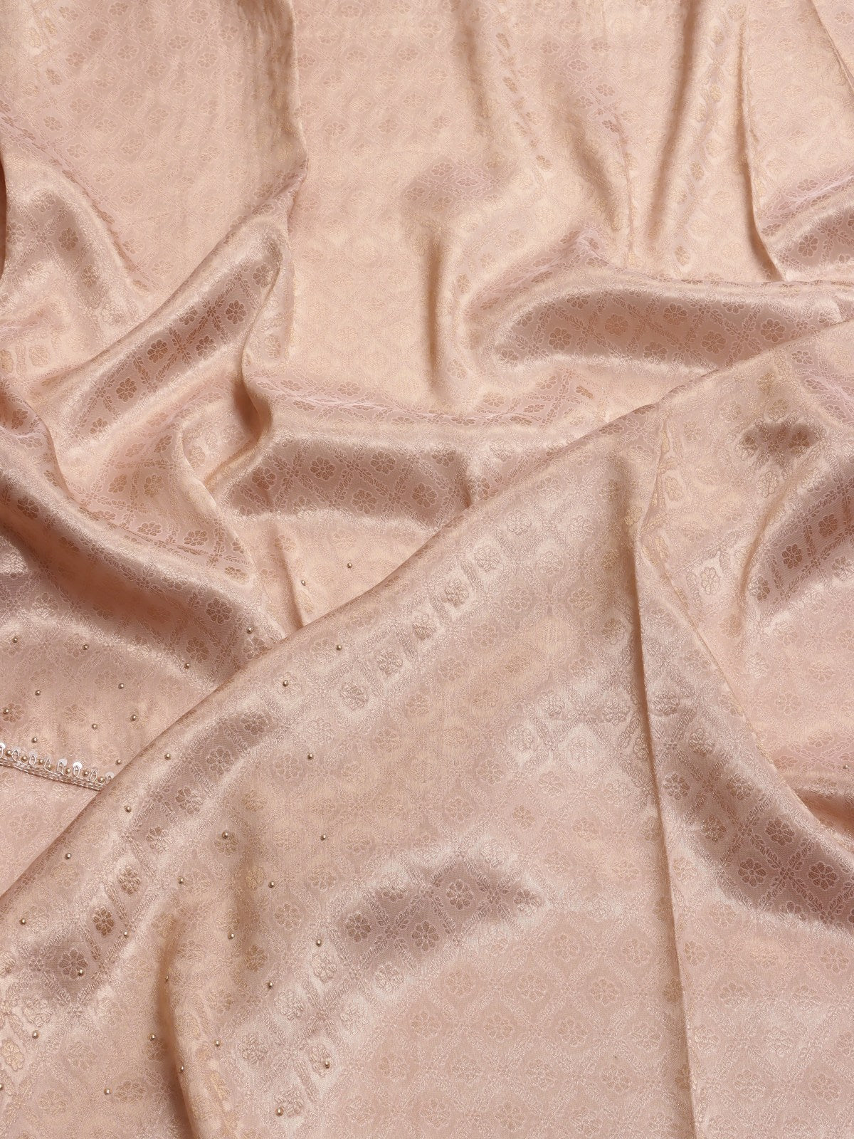 Pastel Pink Pure Kanchi Tissue Silk Bridal Wear Saree (Swara)