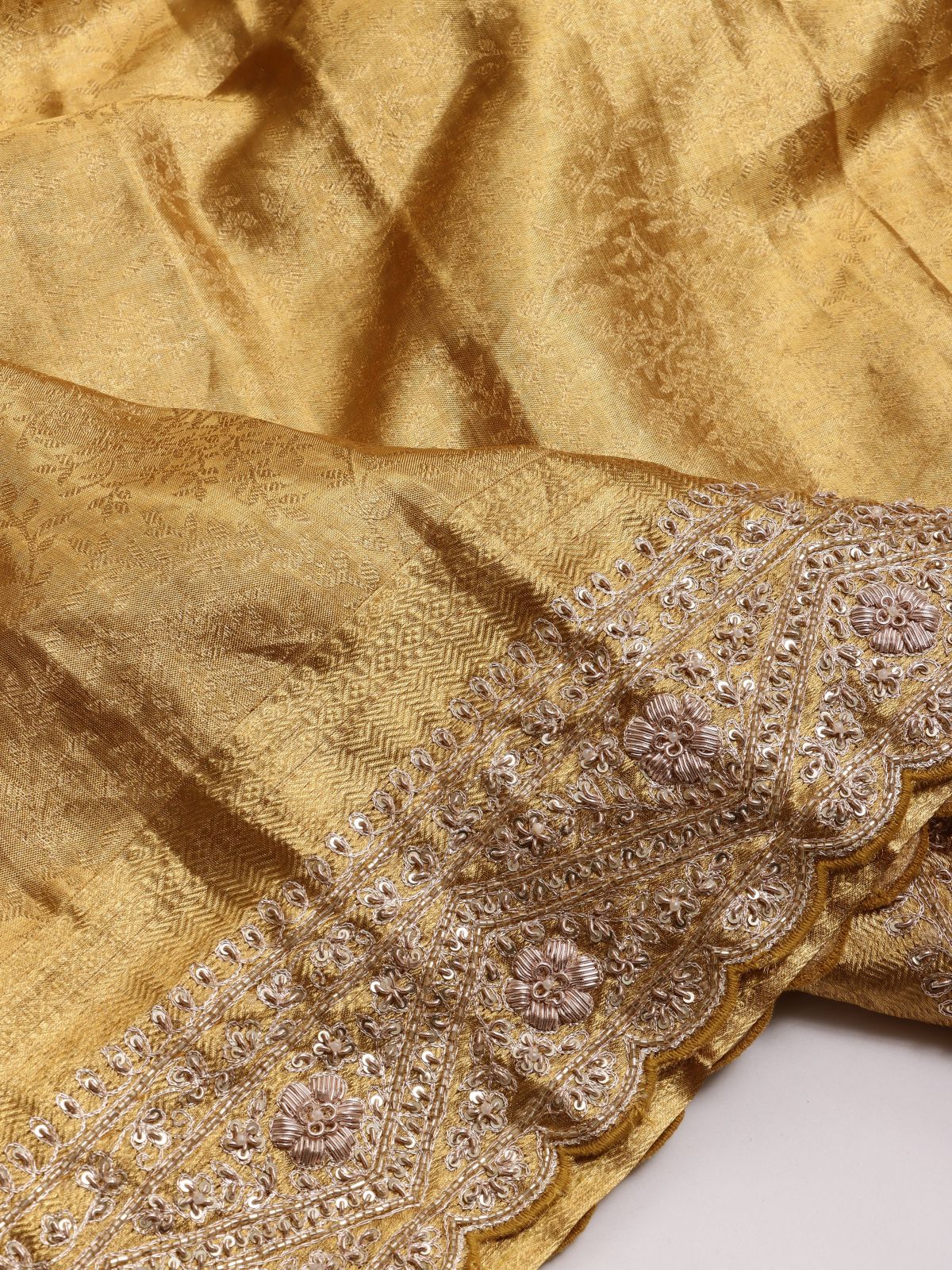 Gold Pure Kanchi Tissue Silk Bridal Wear Saree (Swara)