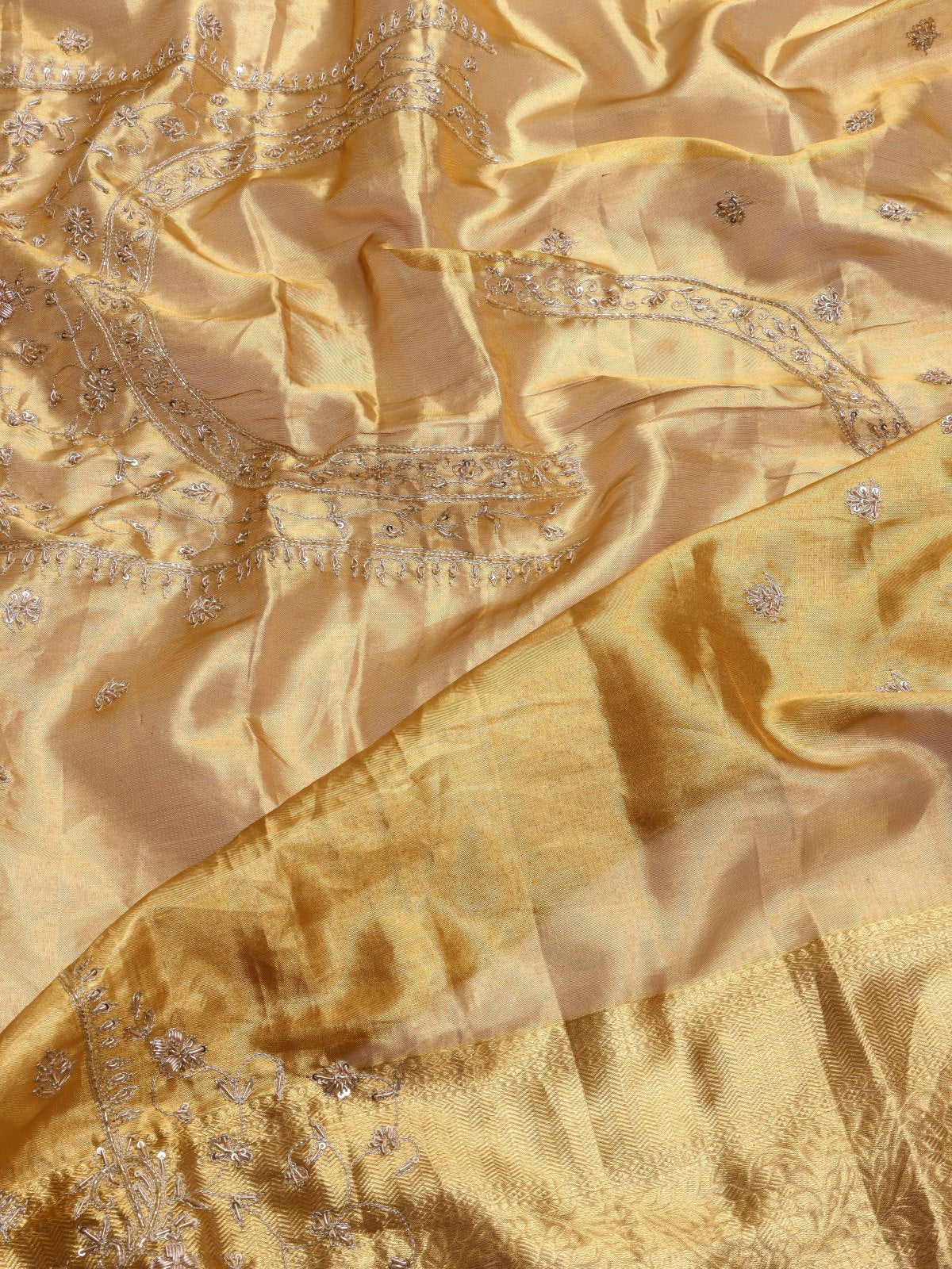 Gold Pure Kanchi Tissue Silk Bridal Wear Saree (Swara)