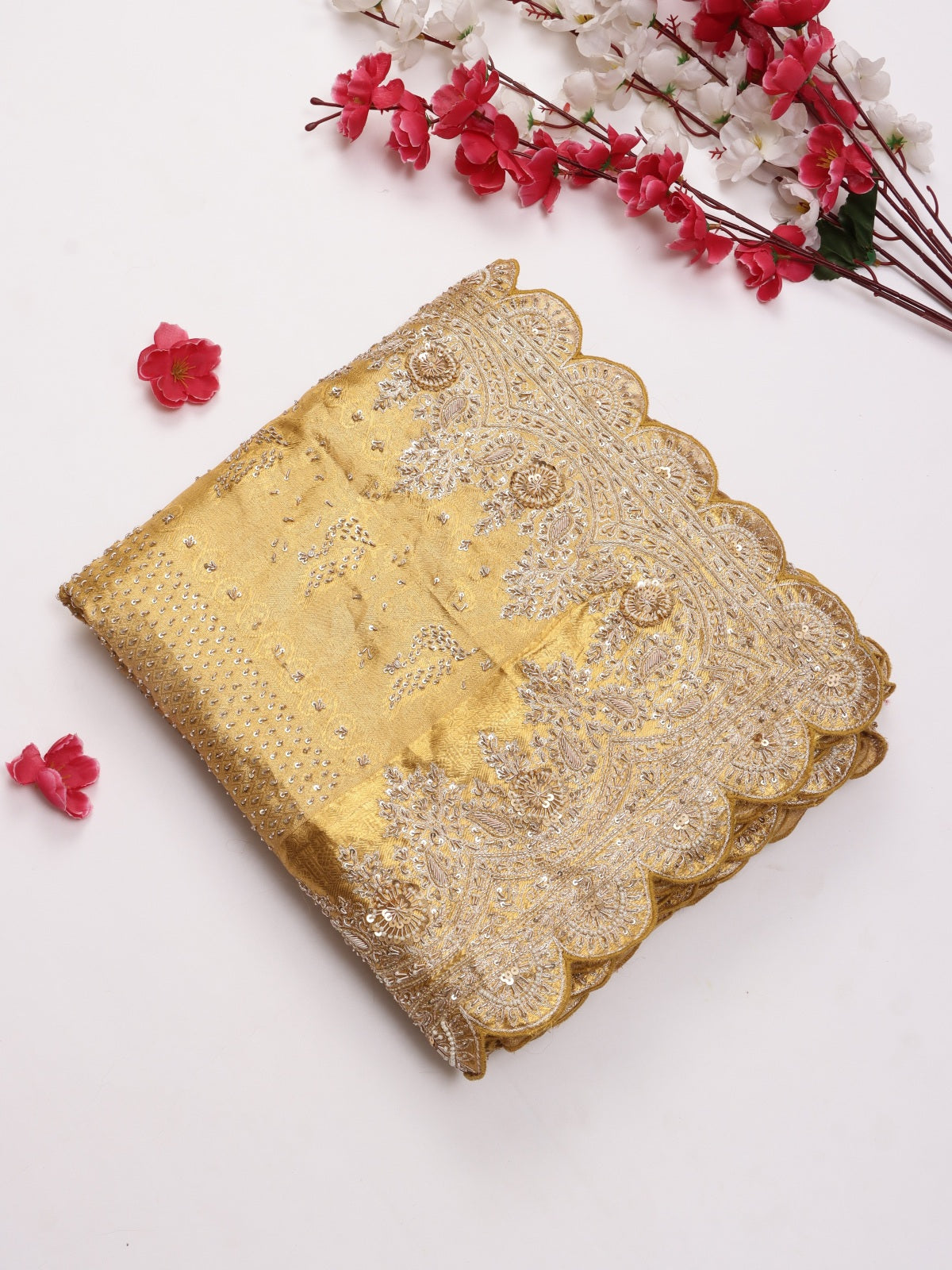 Gold Pure Kanchi Tissue Silk Bridal Wear Saree (Swara)