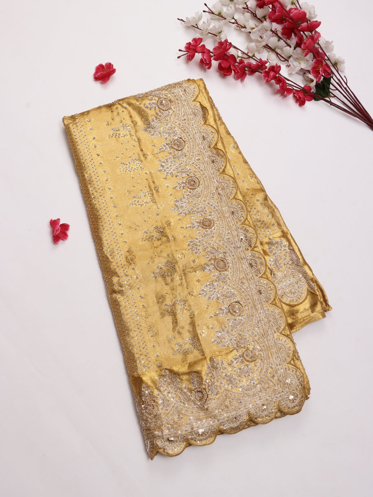 Gold Pure Kanchi Tissue Silk Bridal Wear Saree (Swara)