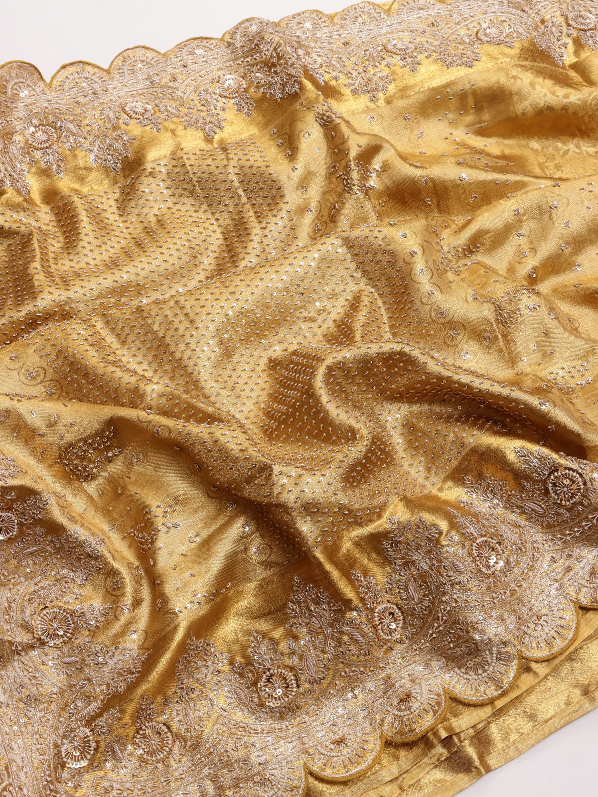 Gold Pure Kanchi Tissue Silk Bridal Wear Saree (Swara)