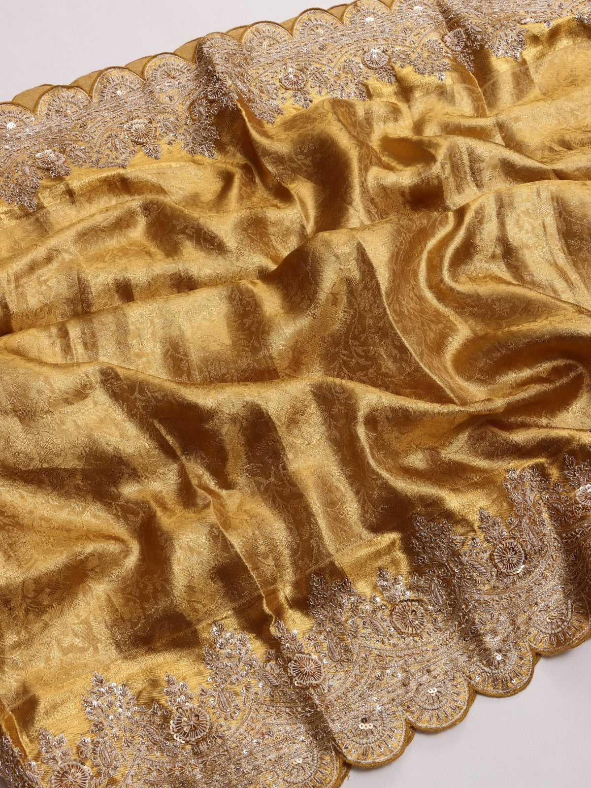 Gold Pure Kanchi Tissue Silk Bridal Wear Saree (Swara)