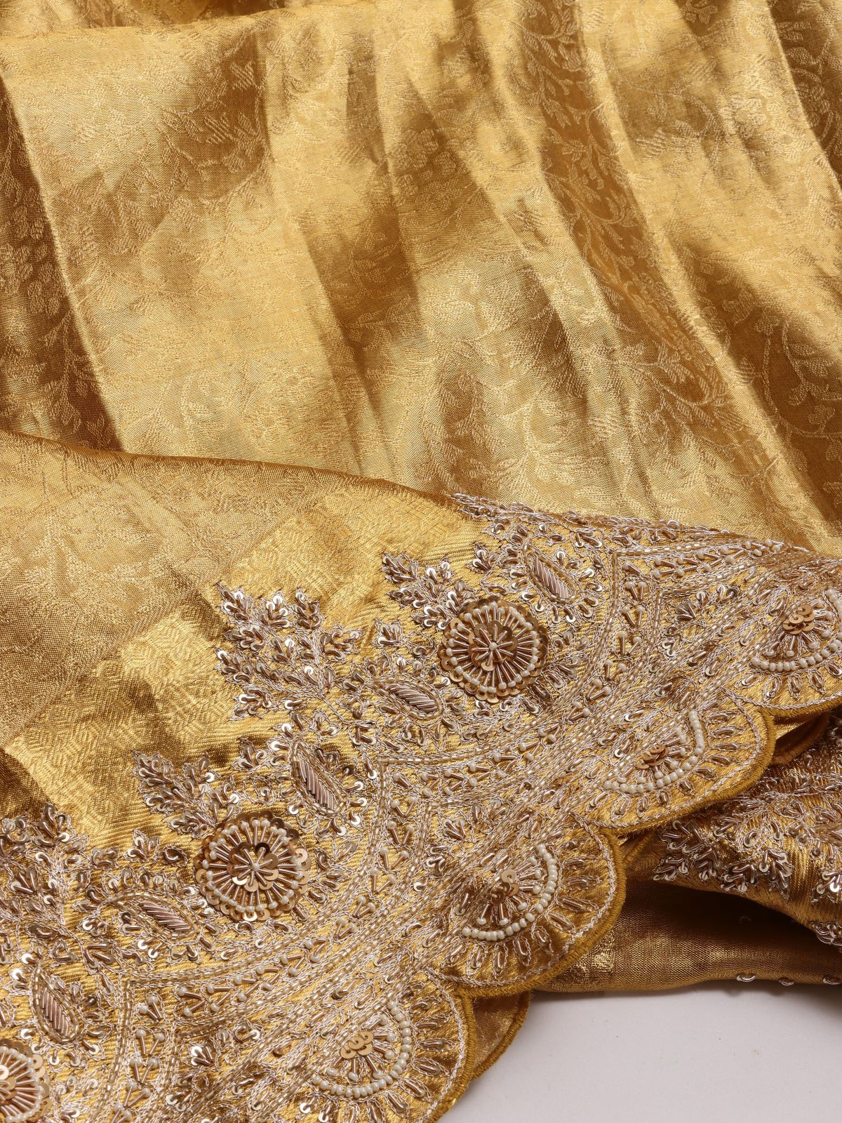 Gold Pure Kanchi Tissue Silk Bridal Wear Saree (Swara)